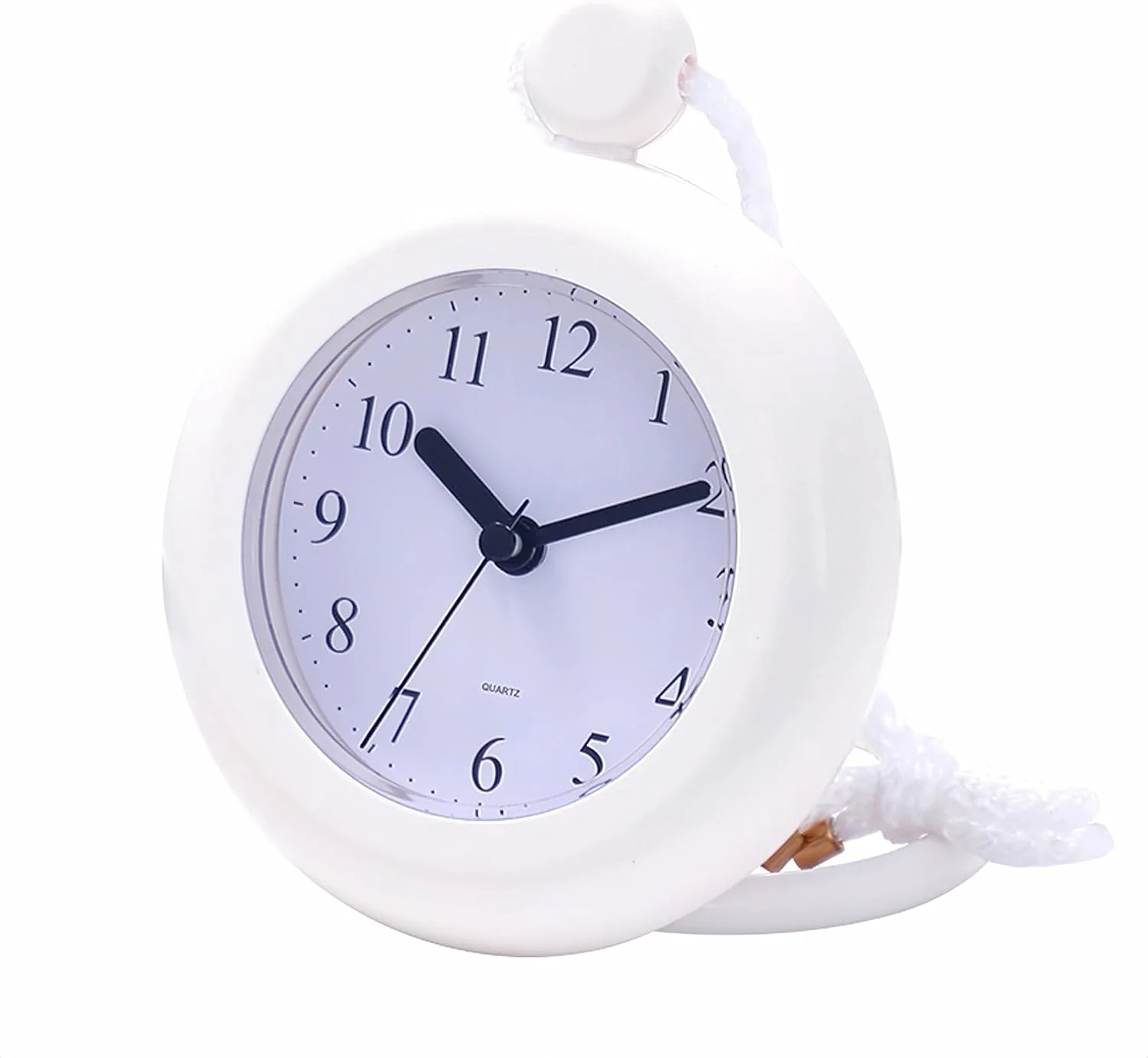 ساعت ضد آب حمام Lancoon، دیجیتال بی صدا با طراحی بند و پایه دایره ای، دو منظوره آویز و رومیزی، مناسب برای حمام، اتاق خواب، آشپزخانه، اتاق نشیمن