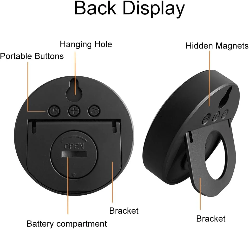 ساعت دیجیتال کوچک LCD Lancoon با دماسنج و رطوبت سنج، طراحی مغناطیسی، قابل نصب رومیزی و آویز، 3 نوع قرارگیری، تقویم 12/24 ساعته برای خانه، آشپزخانه، اداره ساعت دیجیتال کوچک LCD Lancoon با دماسنج و رطوبت سنج، طراحی مغناطیسی، قابل نصب رومیزی و آویز، 3 نوع قرارگیری، تقویم 12/24 ساعته برای خانه، آشپزخانه، اداره