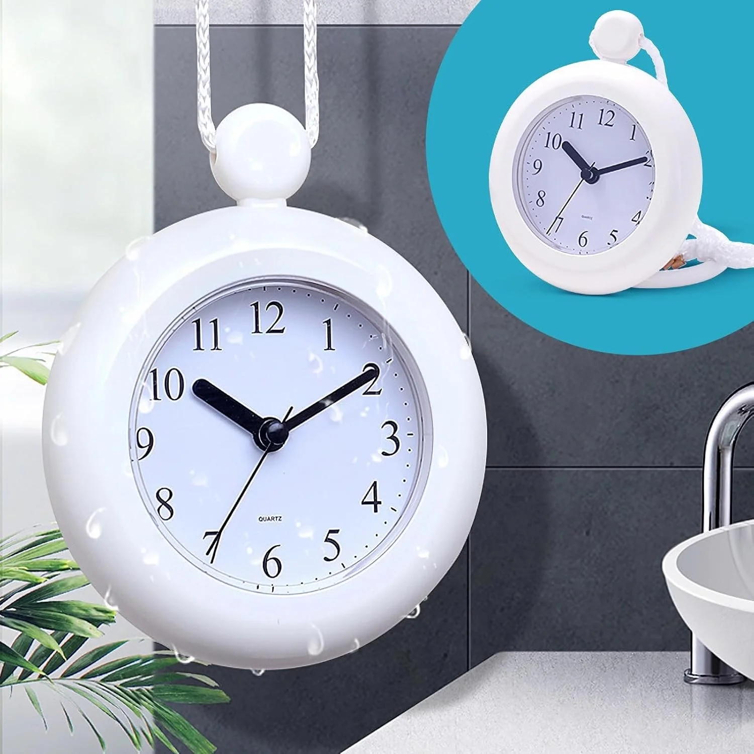 ساعت ضد آب حمام Lancoon، دیجیتال بی صدا با طراحی بند و پایه دایره ای، دو منظوره آویز و رومیزی، مناسب برای حمام، اتاق خواب، آشپزخانه، اتاق نشیمن ساعت ضد آب حمام Lancoon، دیجیتال بی صدا با طراحی بند و پایه دایره ای، دو منظوره آویز و رومیزی، مناسب برای حمام، اتاق خواب، آشپزخانه، اتاق نشیمن