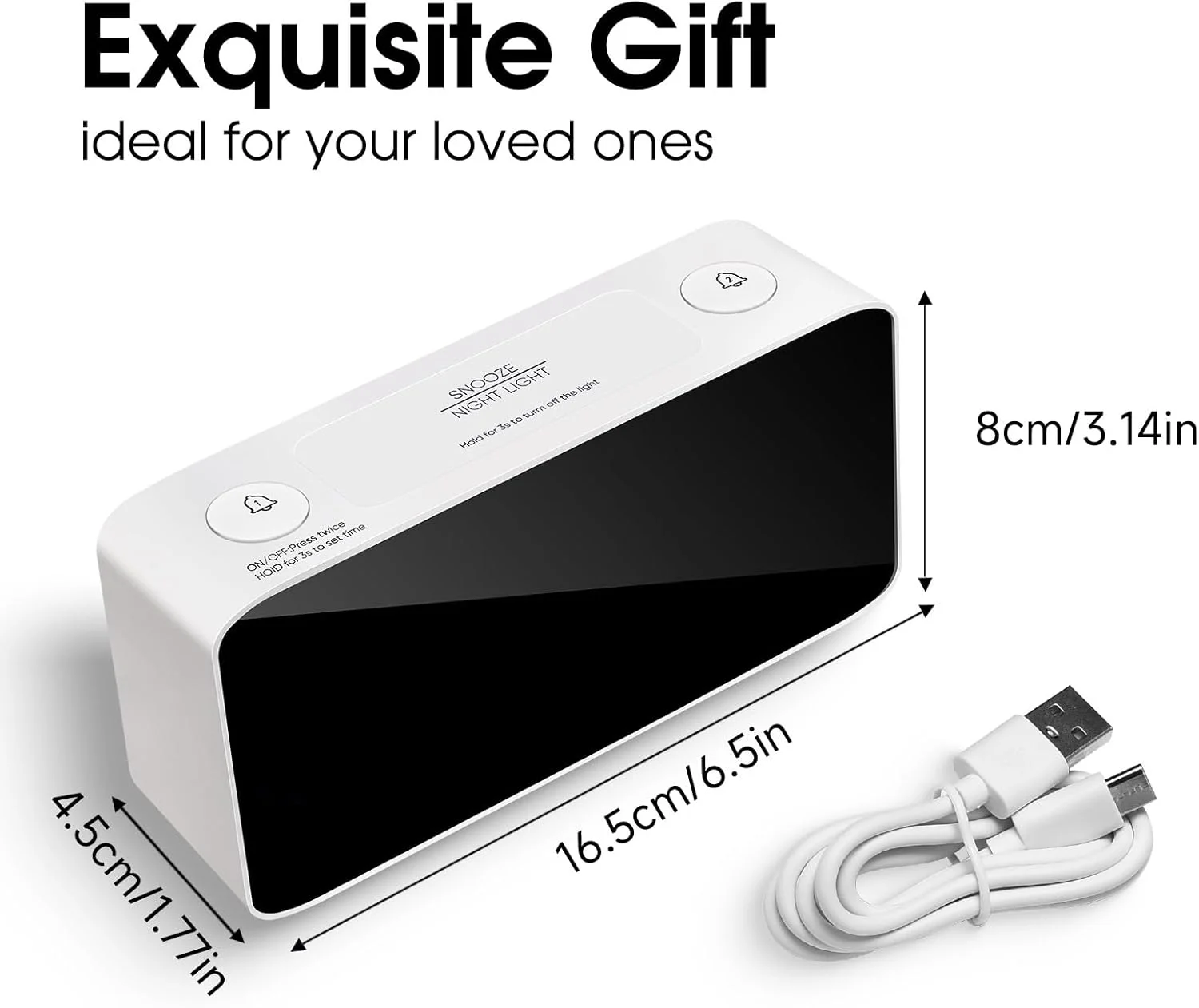 ساعت زنگ دار فوق العاده بلند برای خواب سنگین، ساعت زنگ دار دیجیتال بزرگ با اعداد بزرگ، حجم قابل تنظیم، دیمر برای اتاق خواب، کودکان (سفید + RGB)