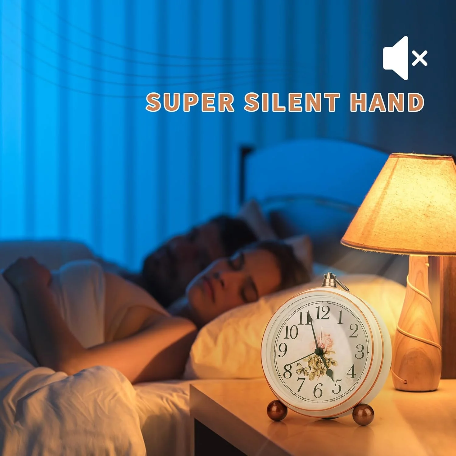 ساعت رومیزی رترو مکس‌اسپیس، ساعت زنگ‌دار کلاسیک برای میز اتاق نشیمن، اتاق خواب، بی‌صدا، بدون تیک تاک، 5 اینچی، با باتری کار می‌کند، لنز شیشه‌ای HD، خوانا (رز)