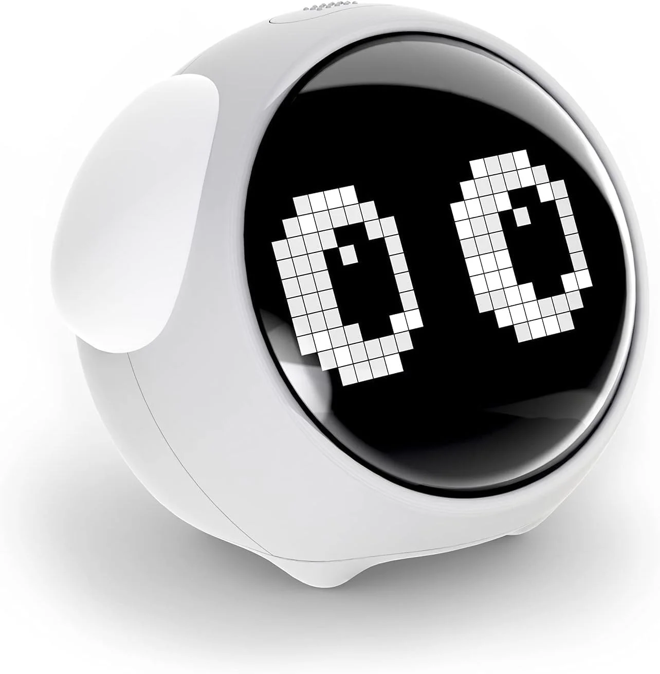 ساعت زنگ دار هوشمند ایموجی چند منظوره دیجیتال برای کودکان، تنظیم زنگ هشدار دوگانه، نور شب با روشنایی قابل تنظیم، فعال سازی صوتی، تشخیص دما، هدیه برای کریسمس، تولد (سفید)