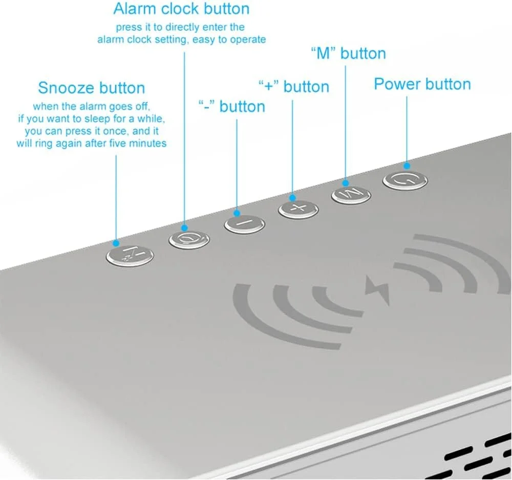 ساعت زنگ دار دیجیتال LED NALACAL، ساعت دیجیتال با طراحی مدرن، ساعت زنگ دار دیجیتال با شارژر بی سیم سریع، دماسنج و نمایش زمان، برای اتاق خواب، جلسه، مسافرت، انجام تکالیف و موارد دیگر (مشکی) ساعت زنگ دار دیجیتال LED NALACAL، ساعت دیجیتال با طراحی مدرن، ساعت زنگ دار دیجیتال با شارژر بی سیم سریع، دماسنج و نمایش زمان، برای اتاق خواب، جلسه، مسافرت، انجام تکالیف و موارد دیگر (مشکی)