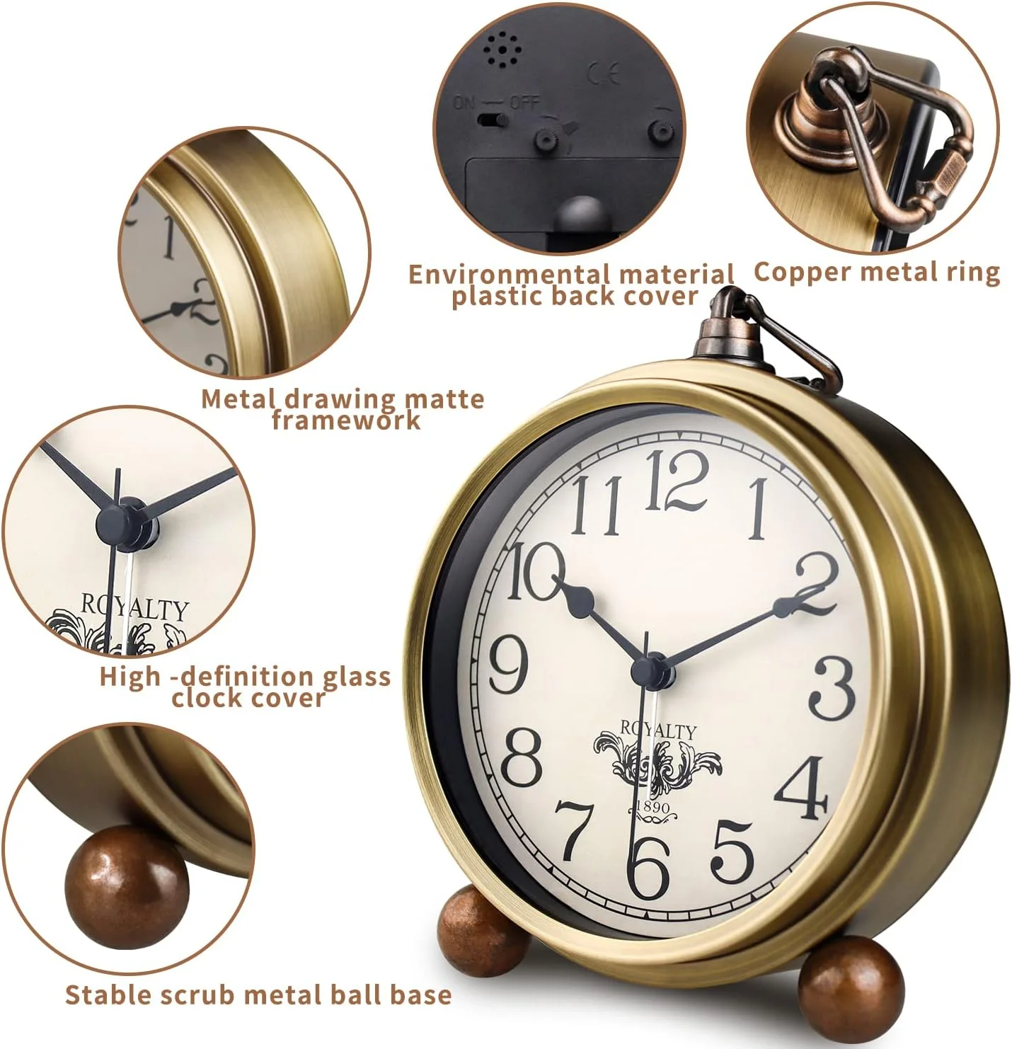 ساعت رومیزی طلایی برای اتاق خواب کودکان، مدرن، مناسب شومینه، ساعت کوچک برای میز، ساعت فلزی رومیزی با باتری برای کنار تخت، اتاق نشیمن، دفتر کار، بی صدا، 5.5 اینچ (اعداد عربی) ساعت رومیزی طلایی برای اتاق خواب کودکان، مدرن، مناسب شومینه، ساعت کوچک برای میز، ساعت فلزی رومیزی با باتری برای کنار تخت، اتاق نشیمن، دفتر کار، بی صدا، 5.5 اینچ (اعداد عربی)