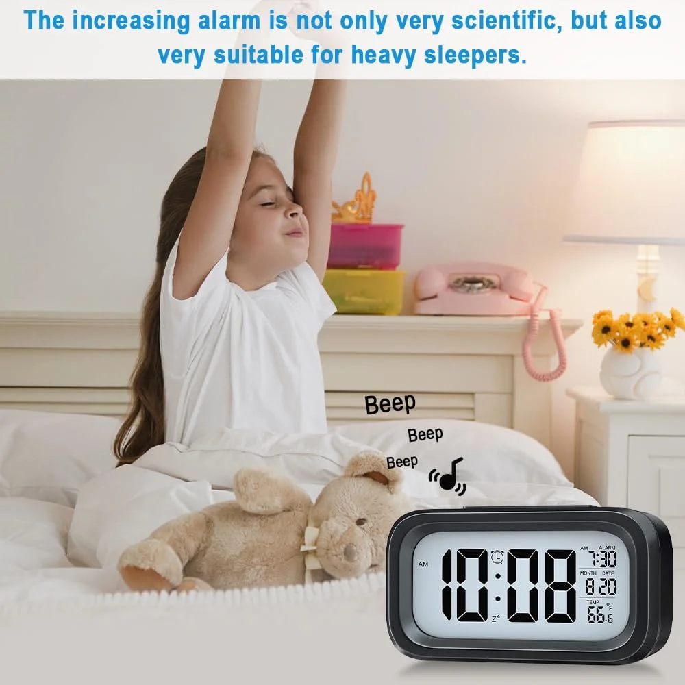 ساعت زنگ دار دیجیتال چراغ خواب Necomi، هوشمند خلاقانه، ساعت الکترونیکی رومیزی کنار تخت با باتری، بی صدا و نورانی با نور قابل تنظیم، مناسب برای دانش آموزان و کودکان ساعت زنگ دار دیجیتال چراغ خواب Necomi، هوشمند خلاقانه، ساعت الکترونیکی رومیزی کنار تخت با باتری، بی صدا و نورانی با نور قابل تنظیم، مناسب برای دانش آموزان و کودکان