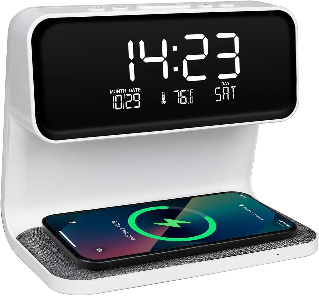 ساعت زنگ دار شارژ بی سیم NALACAL حداکثر 15 وات برای افراد با خواب سنگین، ساعت دیجیتال با تاریخ و دما، چراغ خواب، ساعت رومیزی با شارژر تلفن، صفحه نمایش LED الکترونیکی برای دفتر، اتاق خواب، اتاق نشیمن ساعت زنگ دار شارژ بی سیم NALACAL حداکثر 15 وات برای افراد با خواب سنگین، ساعت دیجیتال با تاریخ و دما، چراغ خواب، ساعت رومیزی با شارژر تلفن، صفحه نمایش LED الکترونیکی برای دفتر، اتاق خواب، اتاق نشیمن
