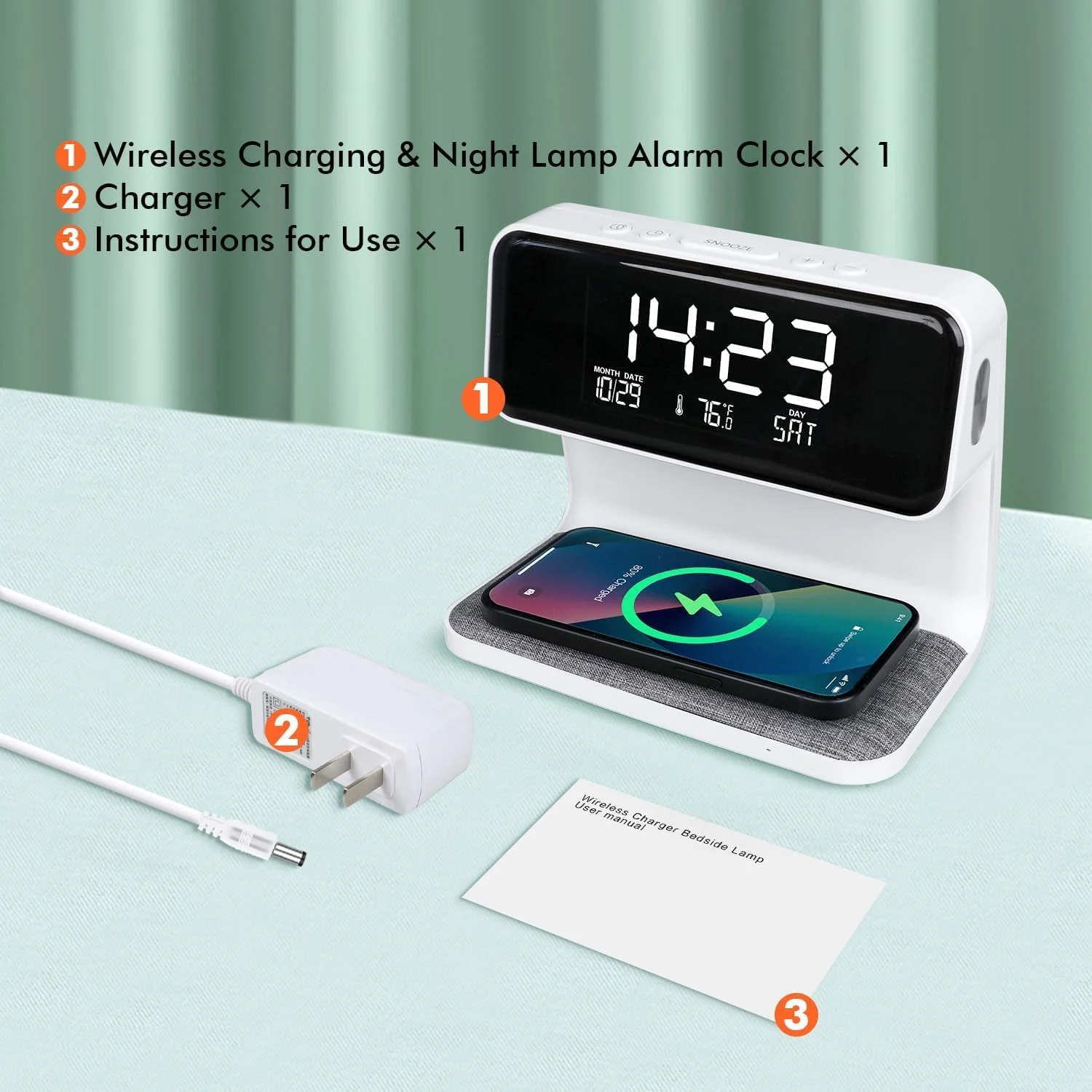 ساعت زنگ دار شارژ بی سیم NALACAL حداکثر 15 وات برای افراد با خواب سنگین، ساعت دیجیتال با تاریخ و دما، چراغ خواب، ساعت رومیزی با شارژر تلفن، صفحه نمایش LED الکترونیکی برای دفتر، اتاق خواب، اتاق نشیمن ساعت زنگ دار شارژ بی سیم NALACAL حداکثر 15 وات برای افراد با خواب سنگین، ساعت دیجیتال با تاریخ و دما، چراغ خواب، ساعت رومیزی با شارژر تلفن، صفحه نمایش LED الکترونیکی برای دفتر، اتاق خواب، اتاق نشیمن