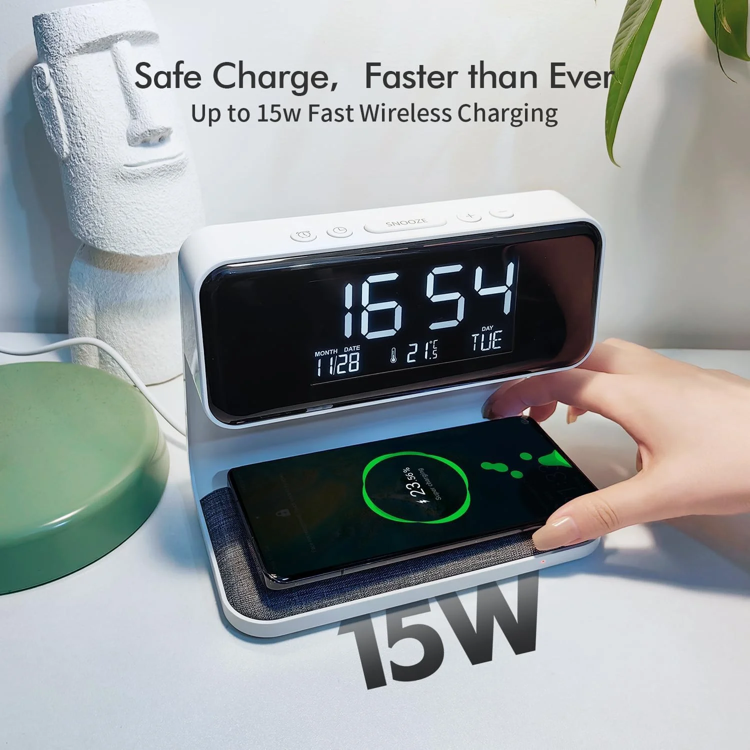 ساعت زنگ دار شارژ بی سیم NALACAL حداکثر 15 وات برای افراد با خواب سنگین، ساعت دیجیتال با تاریخ و دما، چراغ خواب، ساعت رومیزی با شارژر تلفن، صفحه نمایش LED الکترونیکی برای دفتر، اتاق خواب، اتاق نشیمن ساعت زنگ دار شارژ بی سیم NALACAL حداکثر 15 وات برای افراد با خواب سنگین، ساعت دیجیتال با تاریخ و دما، چراغ خواب، ساعت رومیزی با شارژر تلفن، صفحه نمایش LED الکترونیکی برای دفتر، اتاق خواب، اتاق نشیمن