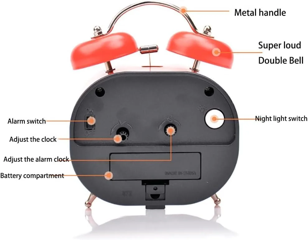 ساعت زنگ دار بلند NimbusNote، ساعت رومیزی دو زنگ بی صدا با نور پس زمینه، ساعت زنگ دار آنالوگ برای خواب سنگین، کودکان و بزرگسالان، با باتری، نارنجی ساعت زنگ دار بلند NimbusNote، ساعت رومیزی دو زنگ بی صدا با نور پس زمینه، ساعت زنگ دار آنالوگ برای خواب سنگین، کودکان و بزرگسالان، با باتری، نارنجی