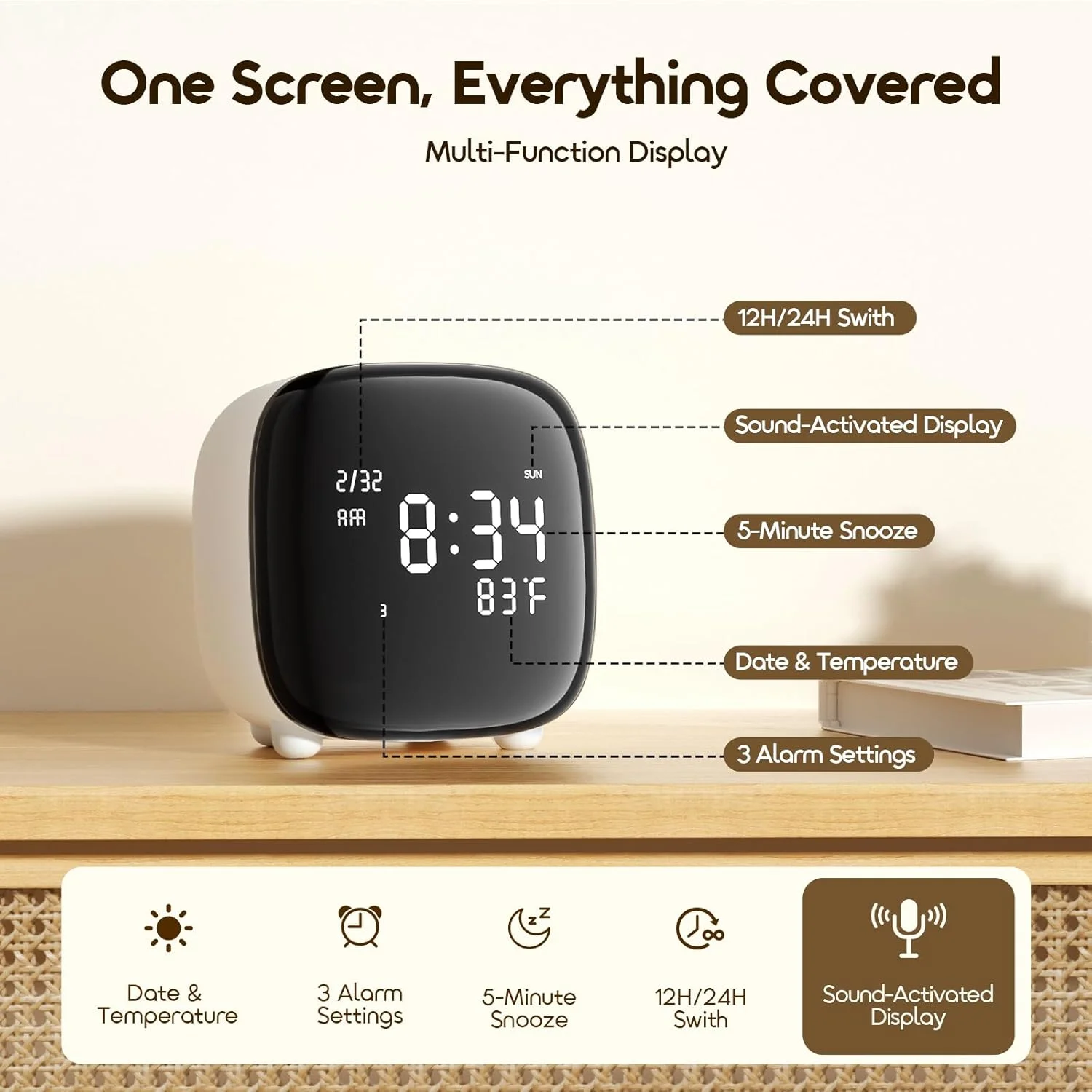 ساعت زنگ دار اورایمو پریمیوم با کنترل لمسی هوشمند، 3 زنگ هشدار و نور پس زمینه فعال شده با صدا، عمر باتری 80 روزه در هر بار شارژ، ساعت دیجیتال با تاریخ/دما/تعویق/12H/24H، ساعت رومیزی برای دانش آموزان و کودکان ساعت زنگ دار اورایمو پریمیوم با کنترل لمسی هوشمند، 3 زنگ هشدار و نور پس زمینه فعال شده با صدا، عمر باتری 80 روزه در هر بار شارژ، ساعت دیجیتال با تاریخ/دما/تعویق/12H/24H، ساعت رومیزی برای دانش آموزان و کودکان