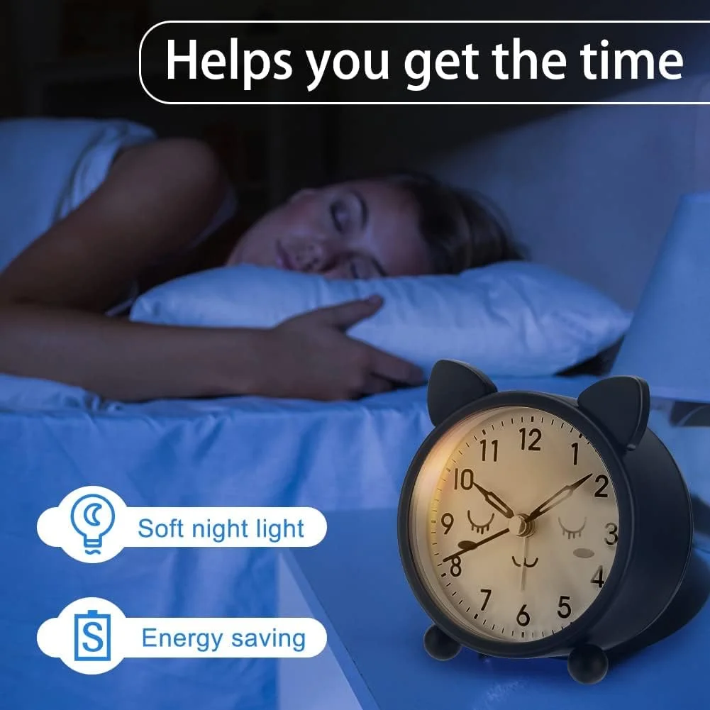 ساعت زنگ دار کودکانه، ساعت زنگ دار فلزی گربه ای گرد و بامزه 3.11 اینچی، با چراغ خواب گرم بدون تیک تاک، ساعت زنگ دار ساده با باتری برای دختران و پسران برای اتاق خواب، کنار تخت، میز، مشکی ساعت زنگ دار کودکانه، ساعت زنگ دار فلزی گربه ای گرد و بامزه 3.11 اینچی، با چراغ خواب گرم بدون تیک تاک، ساعت زنگ دار ساده با باتری برای دختران و پسران برای اتاق خواب، کنار تخت، میز، مشکی