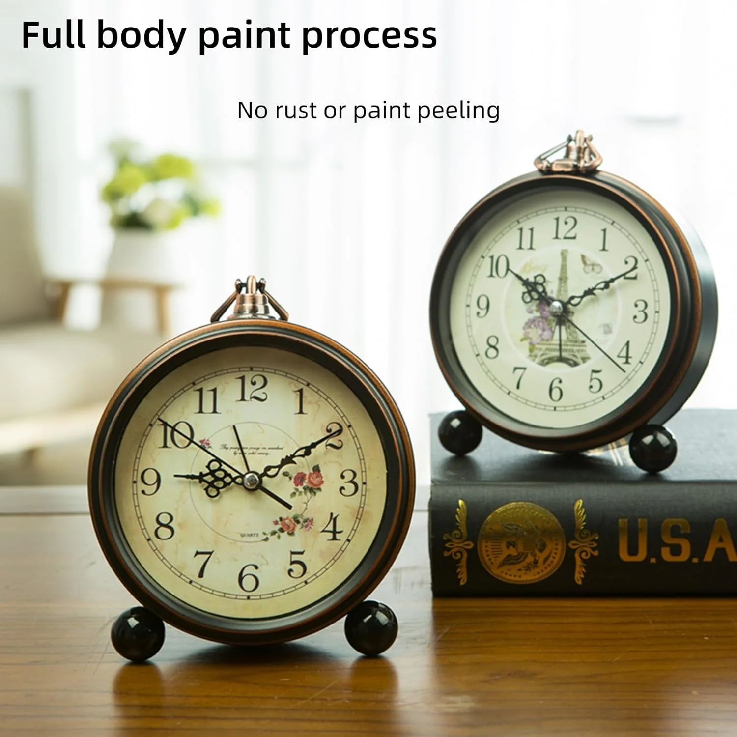 ساعت زنگ دار بی صدا، ساعت زنگ دار با طراحی قدیمی، ساختار فلزی با الهام از سبک رترو، ساعت رومیزی یا کنار تختی خلاقانه، با باتری کار می کند، قابل نصب روی دیوار، صفحه نمایش واضح و خوانا، حرکت بی صدا ساعت زنگ دار بی صدا، ساعت زنگ دار با طراحی قدیمی، ساختار فلزی با الهام از سبک رترو، ساعت رومیزی یا کنار تختی خلاقانه، با باتری کار می کند، قابل نصب روی دیوار، صفحه نمایش واضح و خوانا، حرکت بی صدا