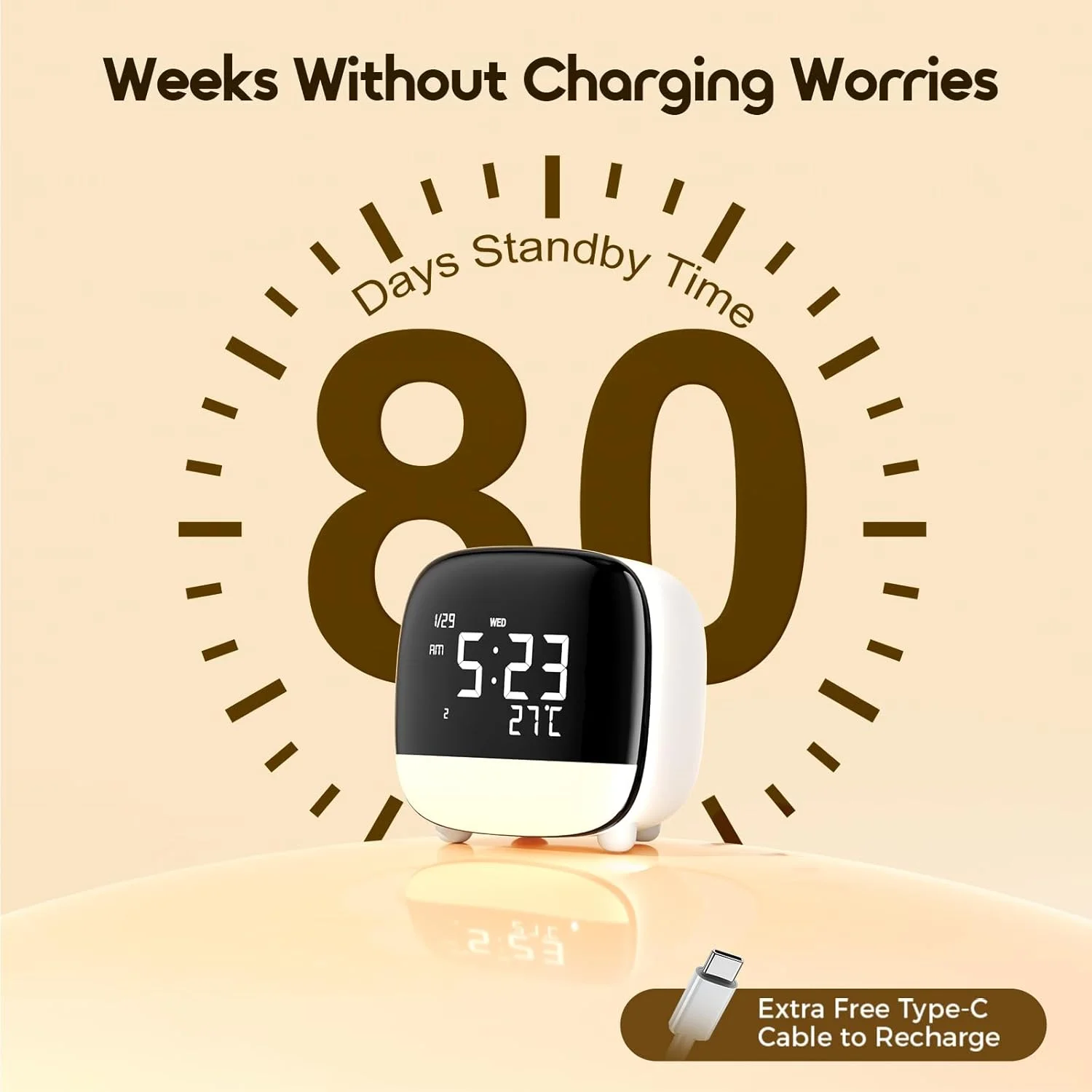 ساعت زنگ دار اورایمو پریمیوم با کنترل لمسی هوشمند، 3 زنگ هشدار و نور پس زمینه فعال شده با صدا، عمر باتری 80 روزه در هر بار شارژ، ساعت دیجیتال با تاریخ/دما/چرت زدن/12H/24H، ساعت رومیزی برای دانش آموزان و کودکان