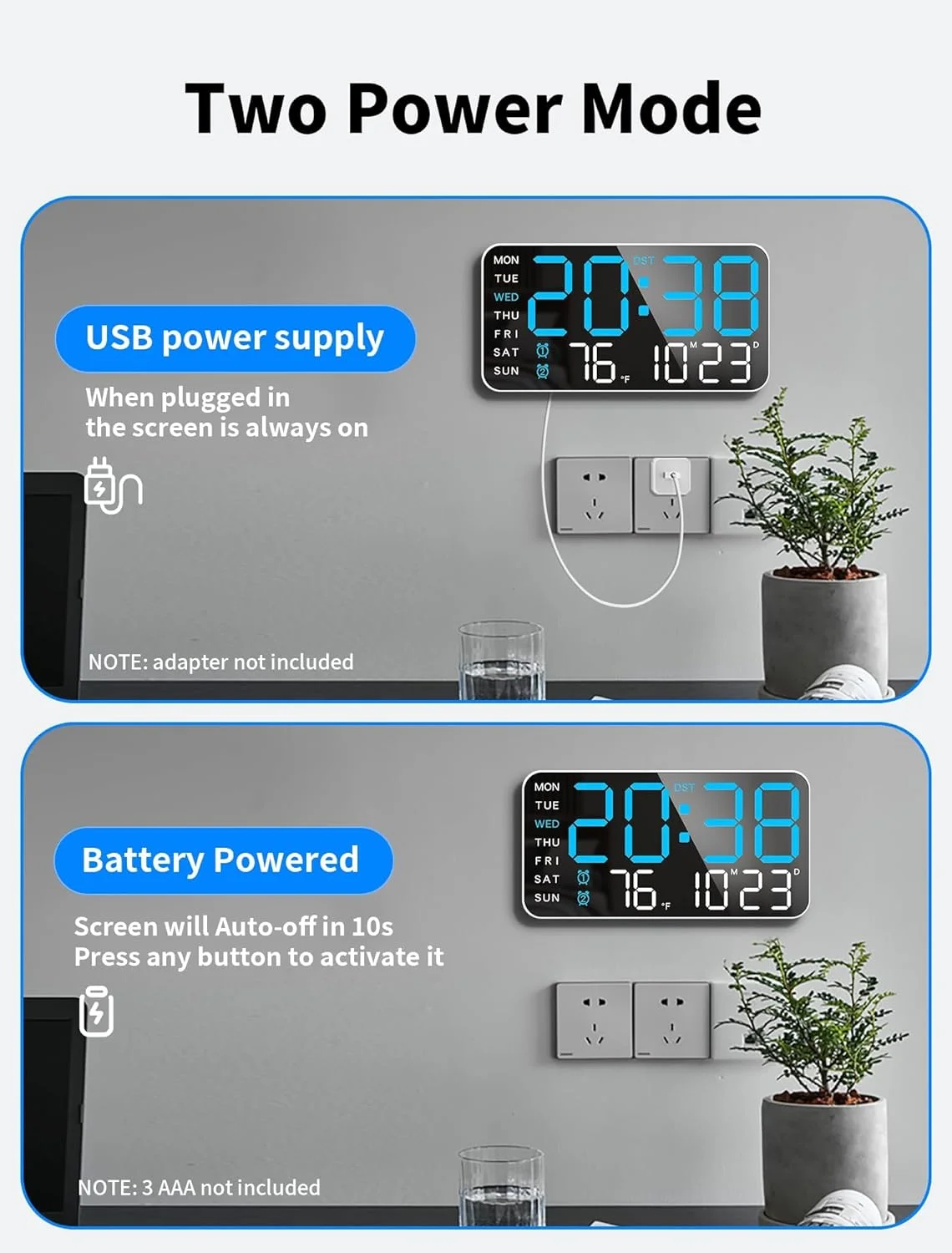 ساعت دیواری دیجیتال بزرگ 8.4 اینچی Ofrdncy، ساعت زنگ دار LED با اعداد بزرگ، تاریخ، دما، DST، طراحی دکور مدرن برای میز، 5 سطح روشنایی برای اتاق، اتاق خواب، هدیه، جوانان و سالمندان ساعت دیواری دیجیتال بزرگ 8.4 اینچی Ofrdncy، ساعت زنگ دار LED با اعداد بزرگ، تاریخ، دما، DST، طراحی دکور مدرن برای میز، 5 سطح روشنایی برای اتاق، اتاق خواب، هدیه، جوانان و سالمندان