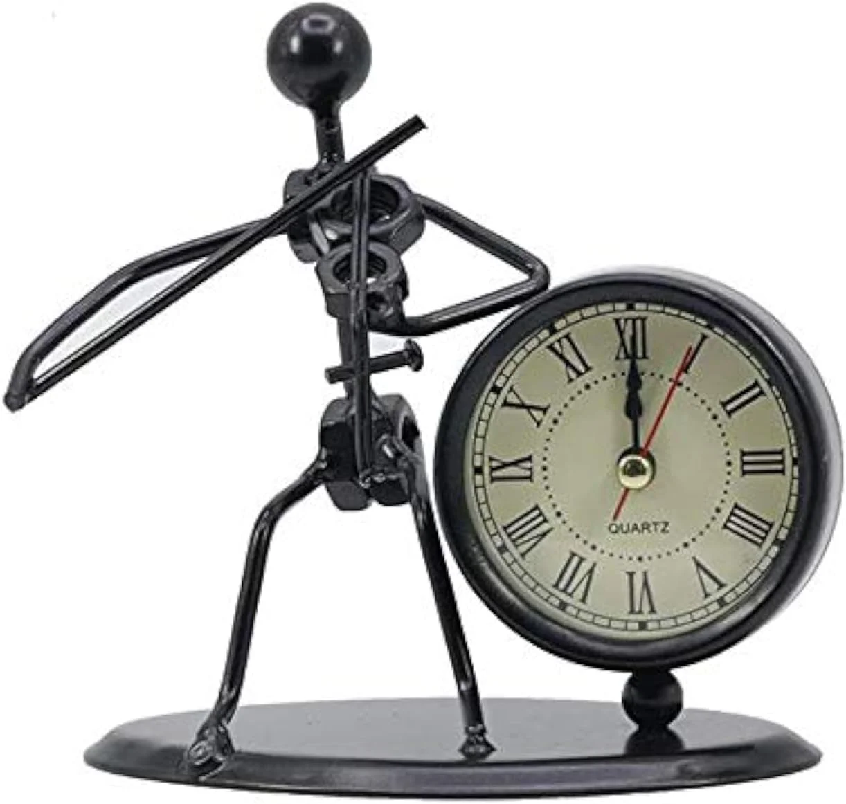 ساعت رومیزی طرح ویولن فلزی، دکوری زیبا برای منزل و محل کار
