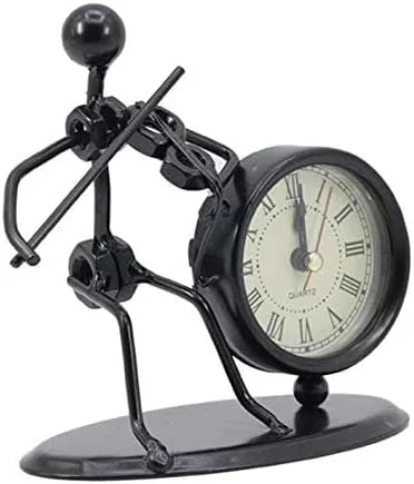 ساعت رومیزی طرح ویولن فلزی، دکوری زیبا برای منزل و محل کار