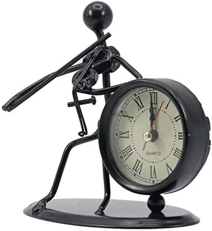 ساعت رومیزی طرح ویولن فلزی، دکوری زیبا برای منزل و محل کار