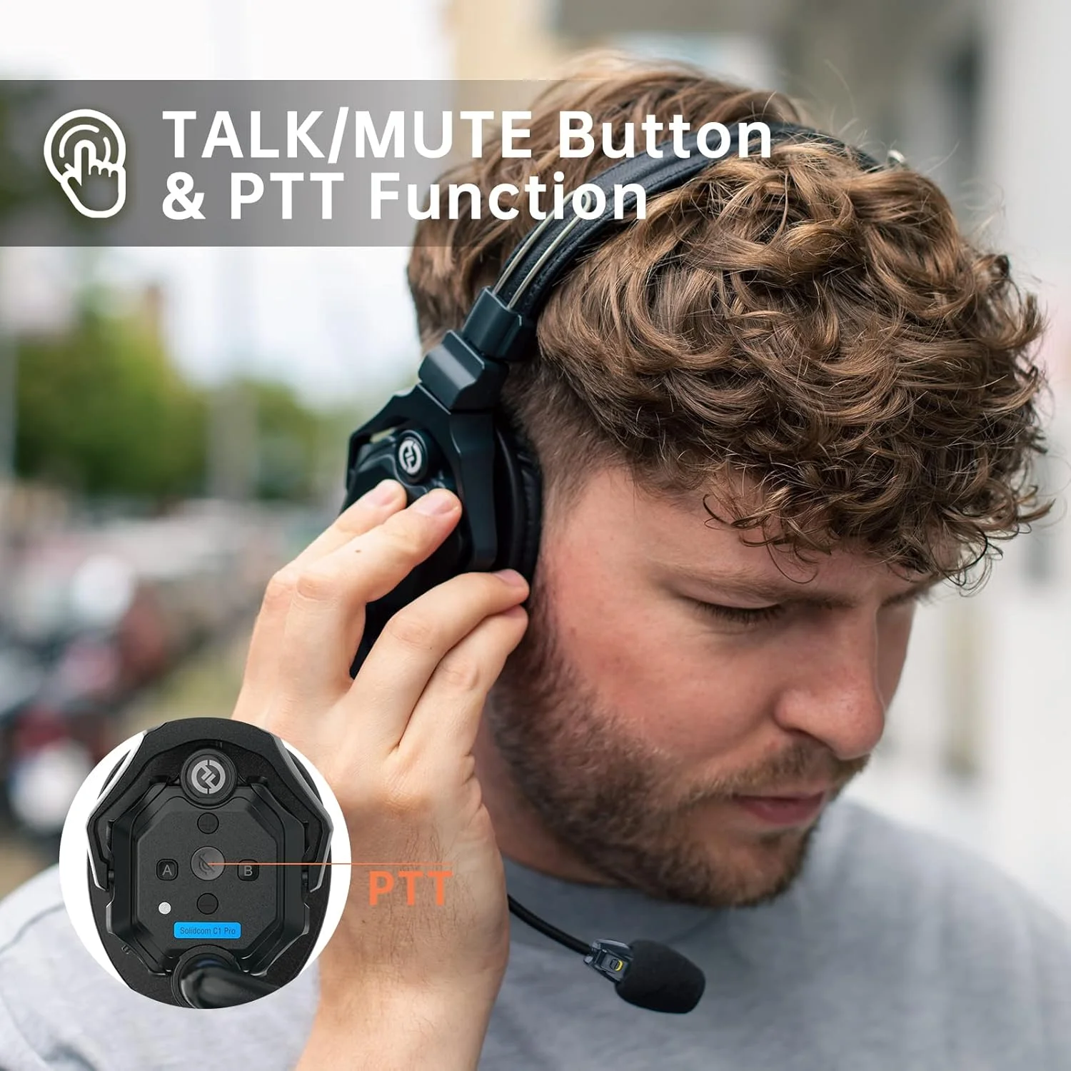 سیستم هدست اینترکام بی سیم Hollyland Solidcom C1 Pro با قابلیت حذف نویز ENC، ارتباط تیمی 6 نفره دو طرفه 335 متری با PTT Mute تک گوش برای تولیدات کلیسا، پهپاد، تلویزیون و فیلم