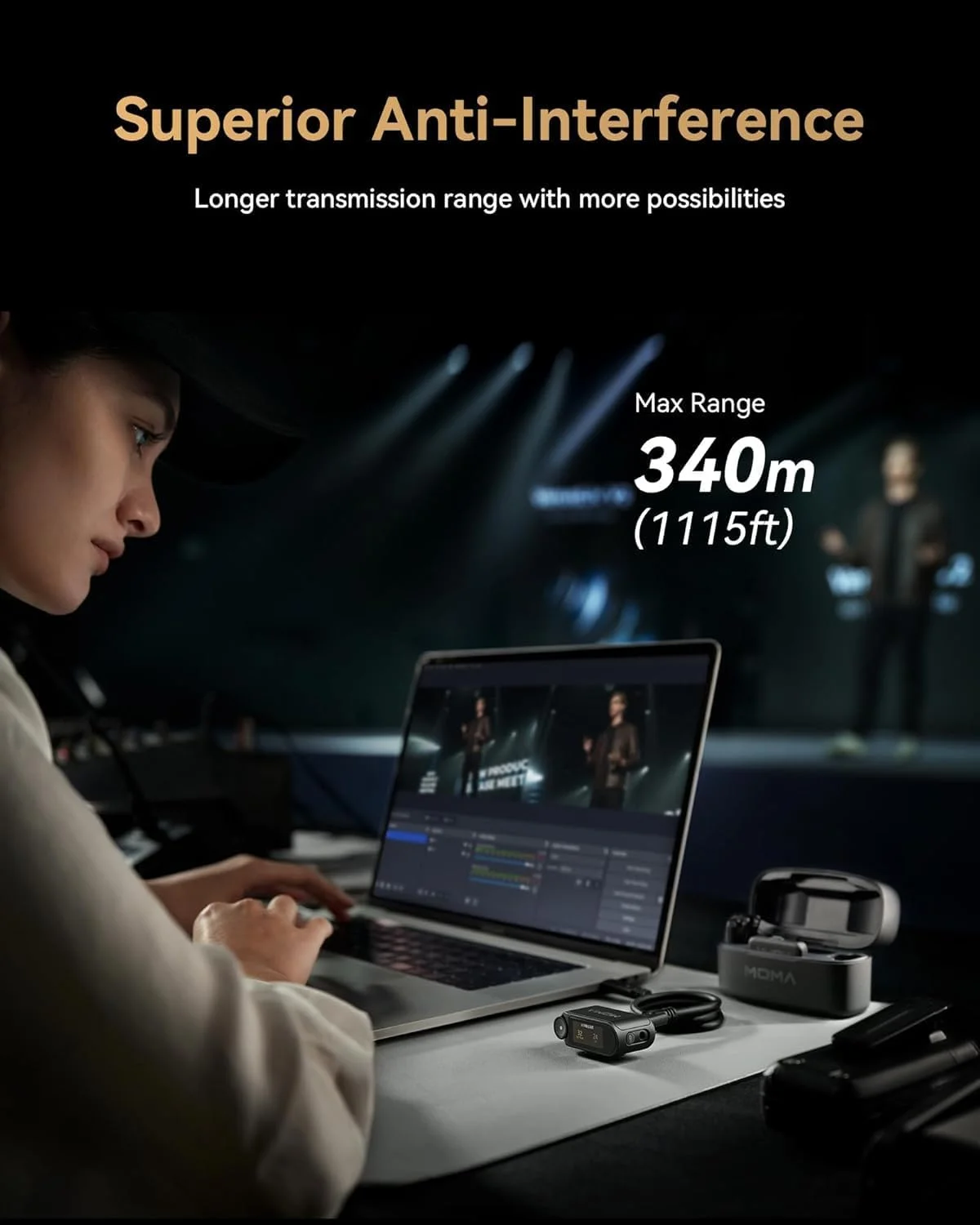 میکروفون یقه ای بی سیم Hollyland LARK MAX 2 Combo، حذف نویز هوش مصنوعی، صدای 32 بیتی، برد 340 متری، میکروفون برای آیفون، اندروید، دوربین، (2TX + 2RX + جعبه شارژ)