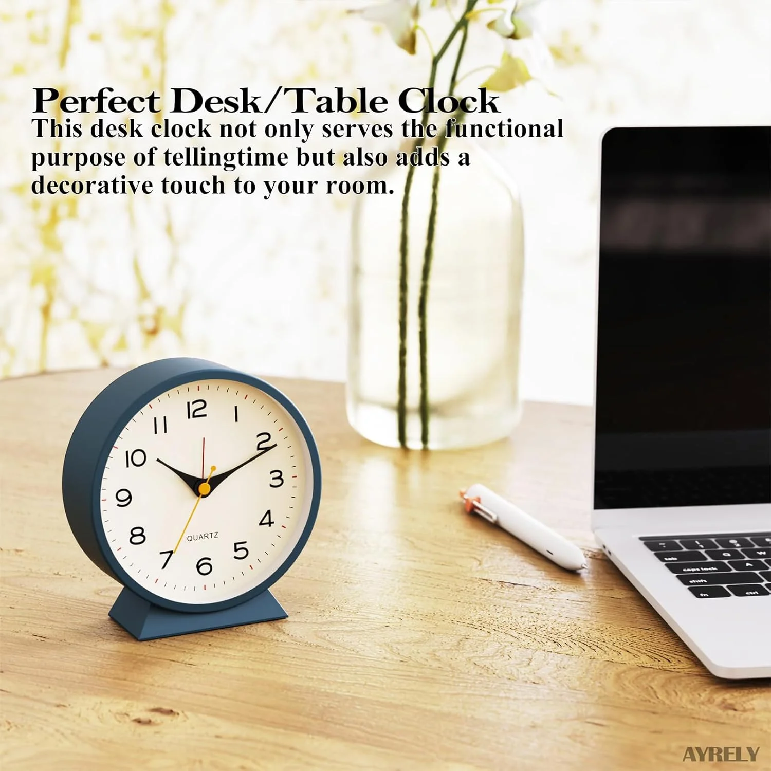 ساعت زنگ دار آنالوگ ROUNY، بدون صدا، ساعت رومیزی کوچک یکپارچهسازی با سیستمعامل، ساعت فلزی کوارتز با نور برای خانه/مدرسه/دفتر (آبی) ساعت زنگ دار آنالوگ ROUNY، بدون صدا، ساعت رومیزی کوچک یکپارچهسازی با سیستمعامل، ساعت فلزی کوارتز با نور برای خانه/مدرسه/دفتر (آبی)