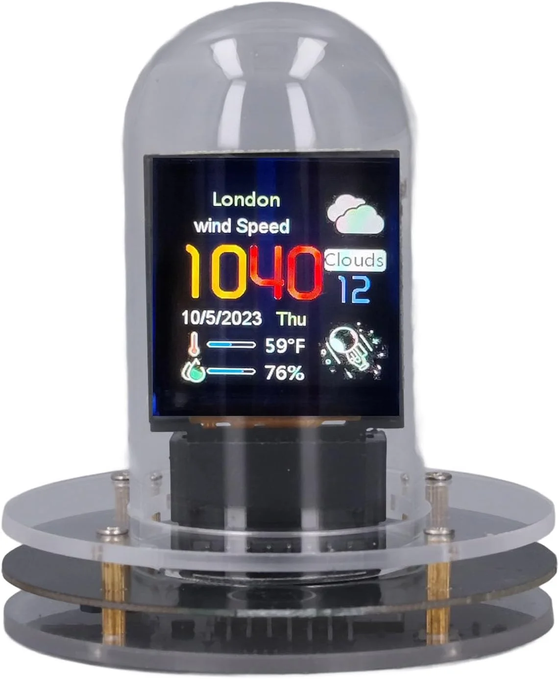 ساعت شبیه سازی شده با صفحه نمایش IPS LCD، نمایشگر دیجیتال RGB، حالت آب و هوا، قابلیت آلبوم الکترونیکی، نمایش ساعت آنالوگ 12/24 ساعته برای دکور میز