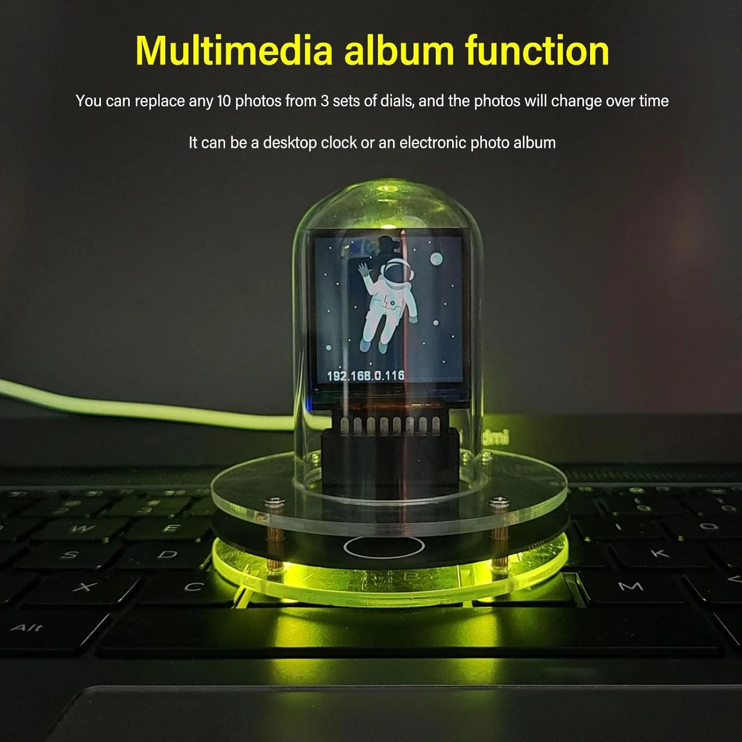 ساعت شبیه سازی شده با صفحه نمایش IPS LCD، نمایشگر دیجیتال RGB، حالت آب و هوا، قابلیت آلبوم الکترونیکی، نمایش ساعت آنالوگ 12/24 ساعته برای دکور میز ساعت شبیه سازی شده با صفحه نمایش IPS LCD، نمایشگر دیجیتال RGB، حالت آب و هوا، قابلیت آلبوم الکترونیکی، نمایش ساعت آنالوگ 12/24 ساعته برای دکور میز