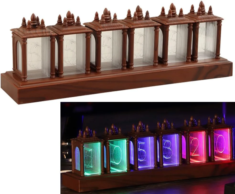 ساعت رومیزی دیجیتال چوبی، تنظیمات آسان آلارم و نمایش 12/24 ساعته، روشنایی قابل تنظیم و چراغ شب رنگی RGB، هدیه ای کلاسیک برای دکوراسیون (نیاز به مونتاژ) ساعت رومیزی دیجیتال چوبی، تنظیمات آسان آلارم و نمایش 12/24 ساعته، روشنایی قابل تنظیم و چراغ شب رنگی RGB، هدیه ای کلاسیک برای دکوراسیون (نیاز به مونتاژ)