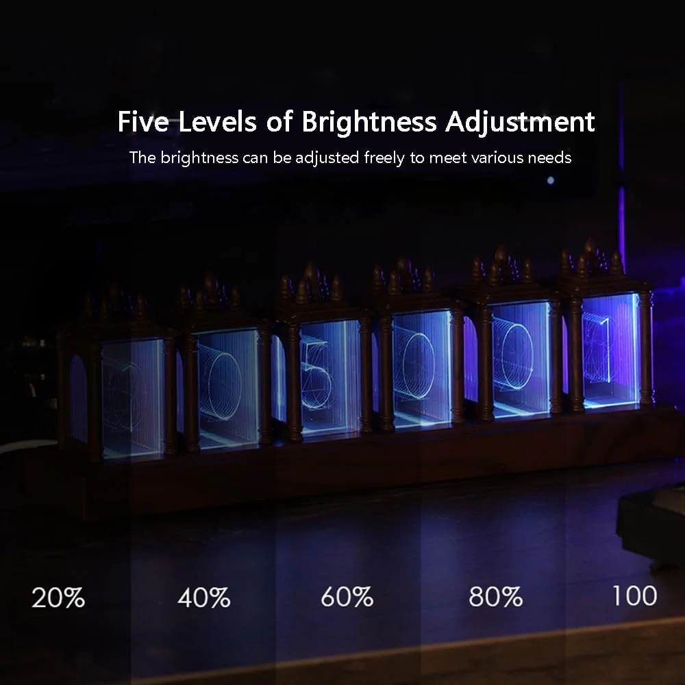 ساعت رومیزی دیجیتال چوبی، تنظیمات آسان آلارم و نمایش 12/24 ساعته، روشنایی قابل تنظیم و چراغ شب رنگی RGB، هدیه ای کلاسیک برای دکوراسیون (نیاز به مونتاژ)