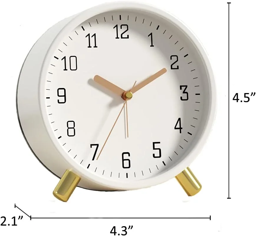 ساعت زنگ دار SHISEDECO با نور پس زمینه، ساعت رومیزی کوچک آنالوگ غیر تیک تاکی بی صدا 4.5 اینچی کنار تخت با اعداد عربی، ساعت رومیزی گرد با باتری برای اتاق نشیمن، اتاق خواب (سفید) ساعت زنگ دار SHISEDECO با نور پس زمینه، ساعت رومیزی کوچک آنالوگ غیر تیک تاکی بی صدا 4.5 اینچی کنار تخت با اعداد عربی، ساعت رومیزی گرد با باتری برای اتاق نشیمن، اتاق خواب (سفید)