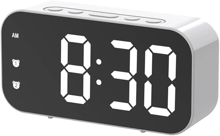 ساعت زنگ دار دیجیتال ساده، ساعت زنگ دار آینه ای، تنظیمات زنگ هشدار دوگانه، روشنایی قابل تنظیم، دوشاخه باتری با قابلیت استفاده دوگانه، دمای داخلی، مناسب برای اتاق خواب، دفتر، آشپزخانه (سفید) ساعت زنگ دار دیجیتال ساده، ساعت زنگ دار آینه ای، تنظیمات زنگ هشدار دوگانه، روشنایی قابل تنظیم، دوشاخه باتری با قابلیت استفاده دوگانه، دمای داخلی، مناسب برای اتاق خواب، دفتر، آشپزخانه (سفید)