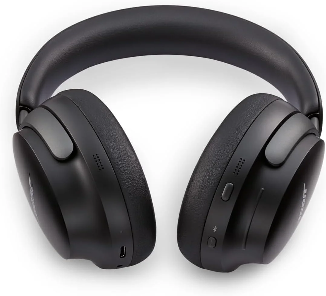 هدفون بی سیم حذف نویز Bose QuietComfort Ultra با صدای فضایی، هدفون روگوشی با میکروفون، تا 24 ساعت عمر باتری، مشکی 2023 هدفون بی سیم حذف نویز Bose QuietComfort Ultra با صدای فضایی، هدفون روگوشی با میکروفون، تا 24 ساعت عمر باتری، مشکی 2023