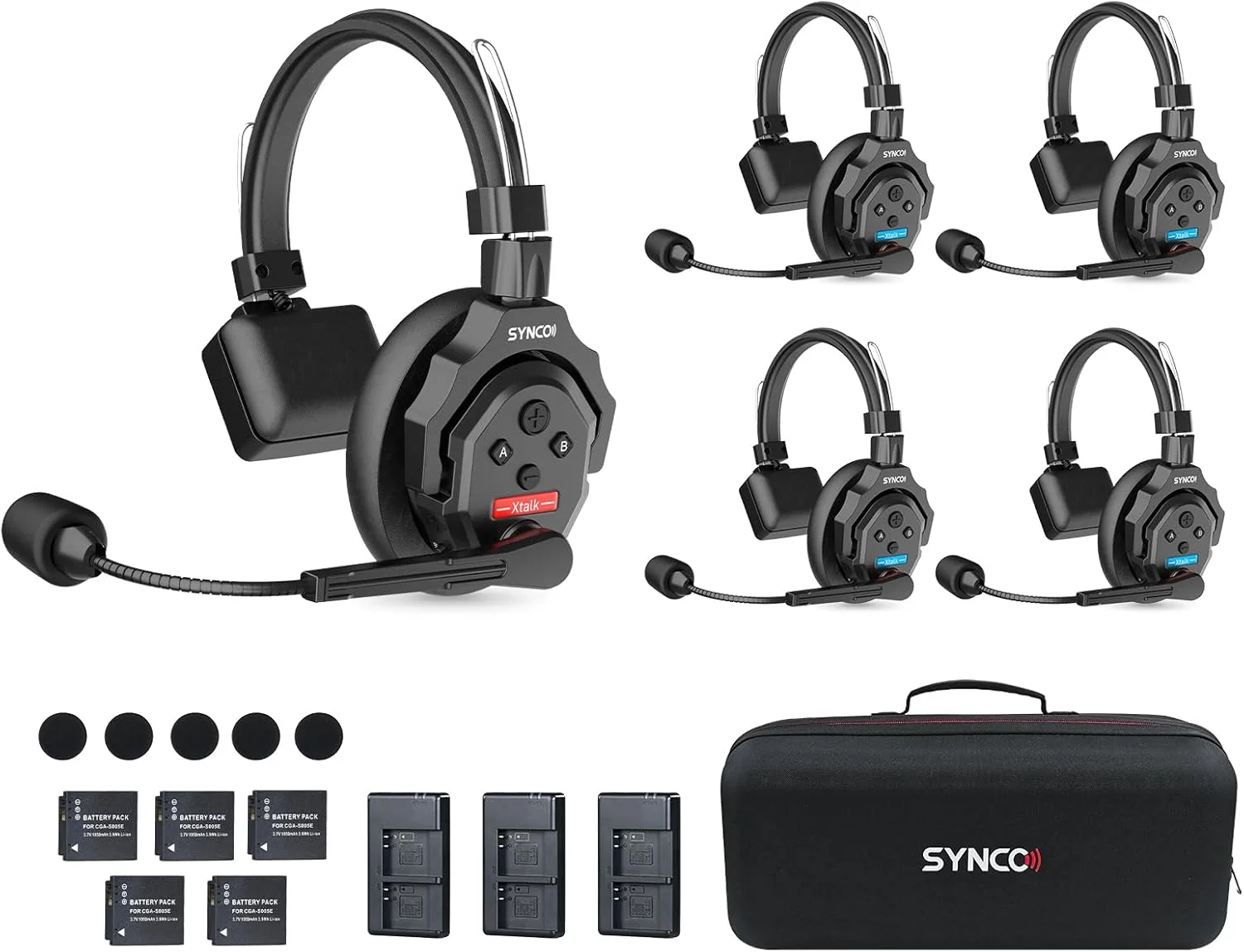 هدست بی‌سیم فول دوبلکس 2.4 گیگاهرتزی SYNCO XTALK X5 با مانیتورینگ 24 ساعته و برد 350 متری، سیستم ارتباطی هدست بی‌سیم اینترکام