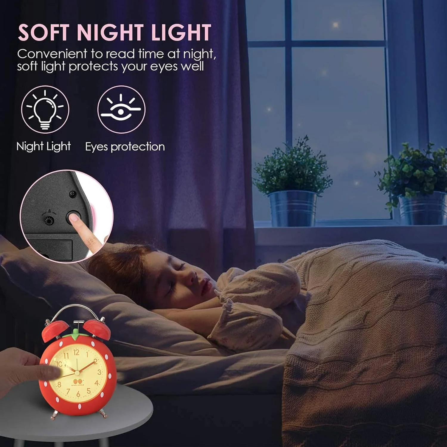 ساعت زنگ دار توت فرنگی برای کودکان، قرمز بی صدا با باتری کوارتز، زنگ فوق العاده بلند با نور پس زمینه، ساعت زنگ دار دوقلو برای دکوراسیون اتاق خواب، ساعت زنگ دار زیبا برای خواب سنگین ساعت زنگ دار توت فرنگی برای کودکان، قرمز بی صدا با باتری کوارتز، زنگ فوق العاده بلند با نور پس زمینه، ساعت زنگ دار دوقلو برای دکوراسیون اتاق خواب، ساعت زنگ دار زیبا برای خواب سنگین