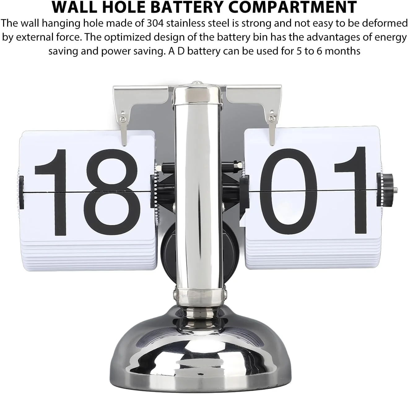 ساعت رومیزی فلیپ، طرح رترو و مینیمال، استیل ضد زنگ، مناسب دکور خانه و محل کار، با قابلیت تنظیم آسان