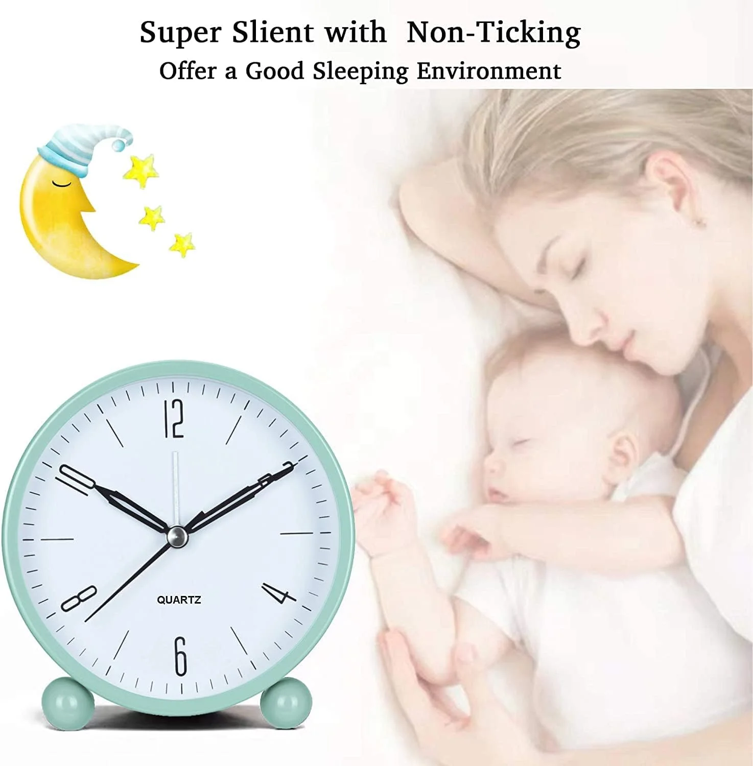 ساعت زنگ دار آنالوگ SYOSI، ساعت کوچک 4 اینچی فوق العاده بی صدا بدون تیک تاک، دارای چراغ شب، با باتری کار می کند، طراحی ساده، برای اتاق خواب، کنار تخت، میز، (سبز) ساعت زنگ دار آنالوگ SYOSI، ساعت کوچک 4 اینچی فوق العاده بی صدا بدون تیک تاک، دارای چراغ شب، با باتری کار می کند، طراحی ساده، برای اتاق خواب، کنار تخت، میز، (سبز)