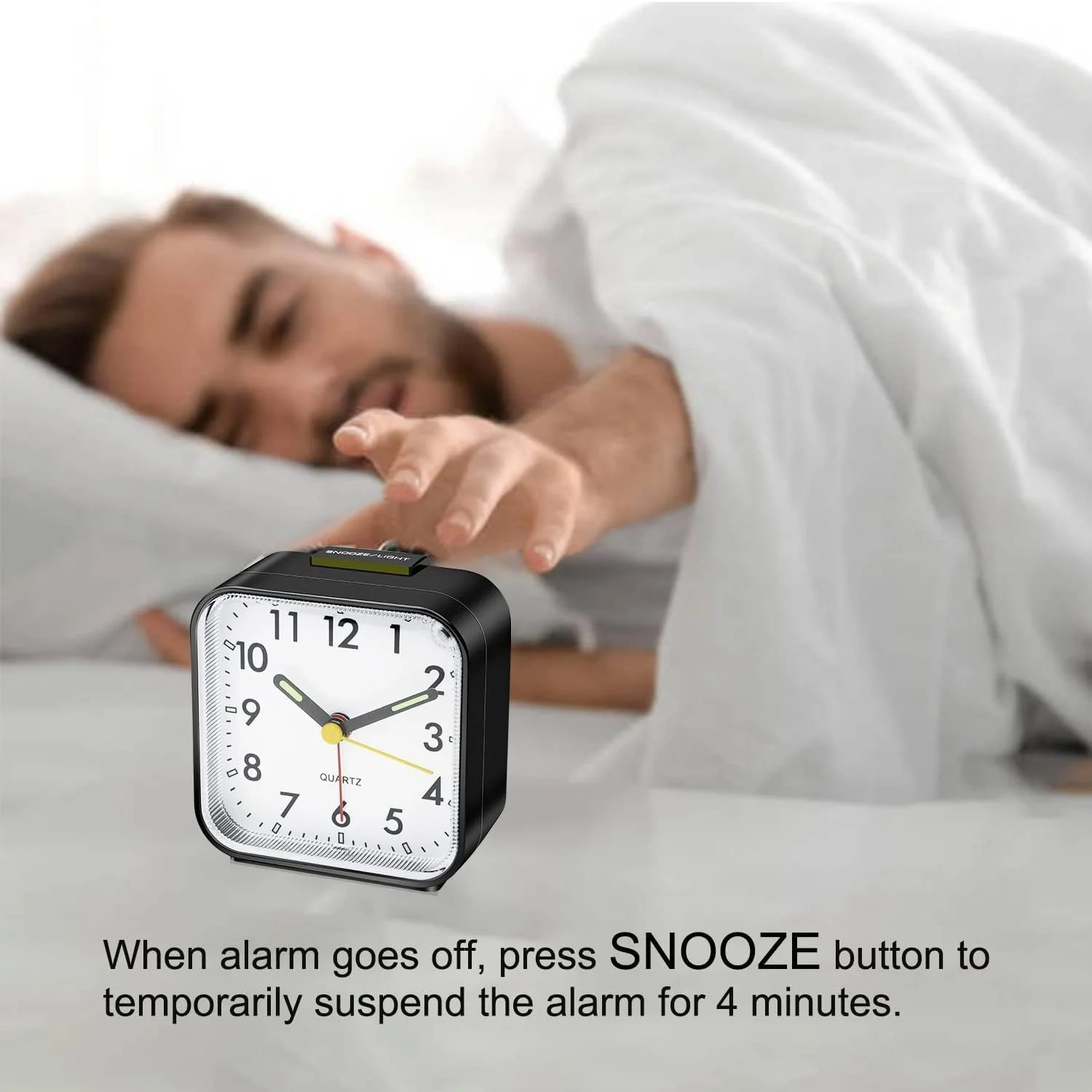 ساعت زنگ دار بی صدا SYOSI، ساعت رومیزی بدون تیک تاک با باتری، ساعت زنگ دار مسافرتی، ساعت پایه اتاق خواب، ساعت رومیزی، صفحه نمایش بزرگ نورانی، عملکرد چرت زدن، نور برای اتاق خواب و دفتر ساعت زنگ دار بی صدا SYOSI، ساعت رومیزی بدون تیک تاک با باتری، ساعت زنگ دار مسافرتی، ساعت پایه اتاق خواب، ساعت رومیزی، صفحه نمایش بزرگ نورانی، عملکرد چرت زدن، نور برای اتاق خواب و دفتر