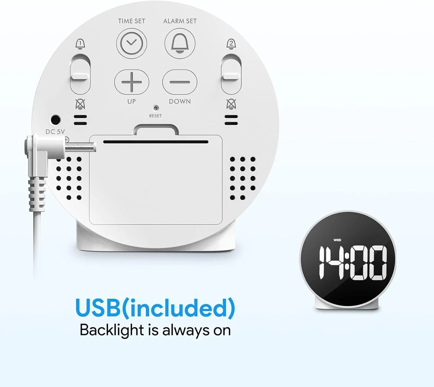 ساعت زنگ دار دیجیتال کوچک TERRIFI، ساعت زنگ دار دیجیتال با صفحه نمایش LED HD، ساعت الکترونیکی رومیزی مسافرتی با زنگ هشدار دوگانه، 3 روشنایی قابل تنظیم، برای اتاق خواب، دفتر، میز، مشکی (بدون باتری و آداپتور) ساعت زنگ دار دیجیتال کوچک TERRIFI، ساعت زنگ دار دیجیتال با صفحه نمایش LED HD، ساعت الکترونیکی رومیزی مسافرتی با زنگ هشدار دوگانه، 3 روشنایی قابل تنظیم، برای اتاق خواب، دفتر، میز، مشکی (بدون باتری و آداپتور)