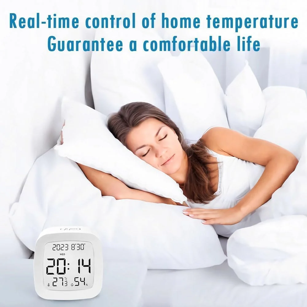 ساعت زنگ دار دیجیتال کوچک با نمایشگر دما و رطوبت، ساعت رومیزی قابل حمل Azonee برای کودکان با عملکرد چرت زدن، چراغ خواب، نمایش زمان، تاریخ، زنگ هشدار بلند، باطری خور، ایده آل برای اتاق خواب