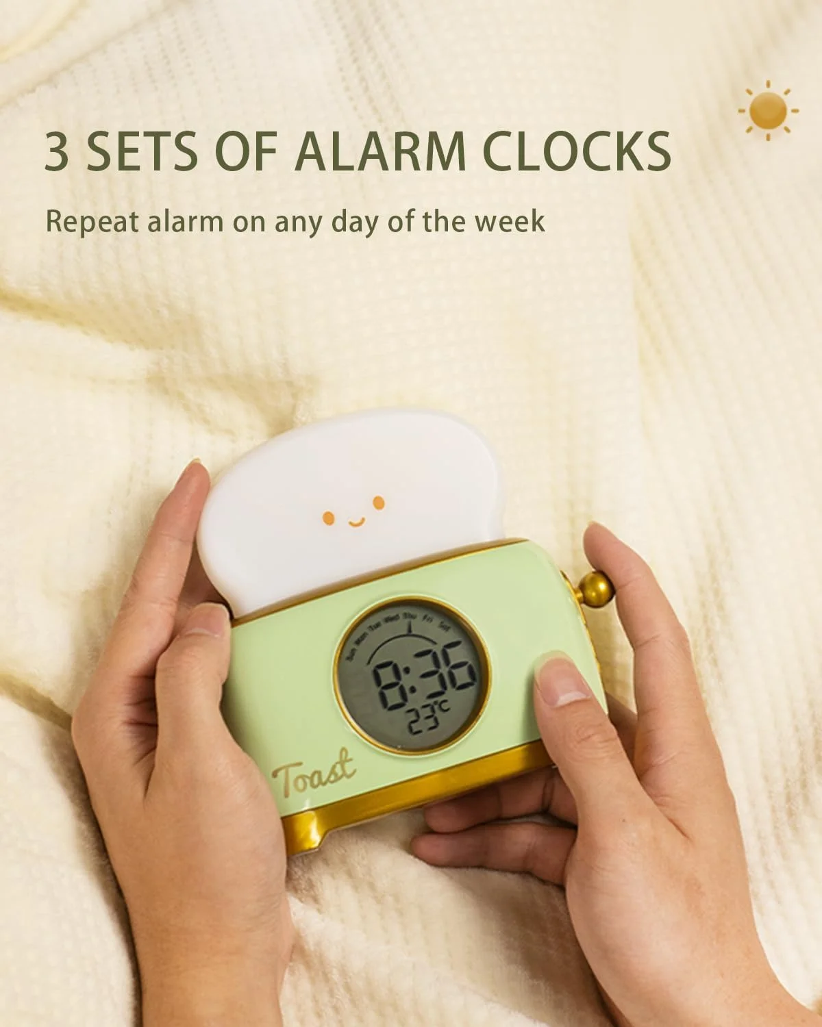 چراغ خواب و ساعت زنگ دار کودکانه، ساعت زنگ دار نان تست زیبا برای اتاق خواب، چراغ رومیزی LED کوچک قابل شارژ با قابلیت تنظیم نور، چرت زدن و شمارش معکوس برای دکور اتاق، ساعت کنار تختی برای دختران و پسران (سبز) چراغ خواب و ساعت زنگ دار کودکانه، ساعت زنگ دار نان تست زیبا برای اتاق خواب، چراغ رومیزی LED کوچک قابل شارژ با قابلیت تنظیم نور، چرت زدن و شمارش معکوس برای دکور اتاق، ساعت کنار تختی برای دختران و پسران (سبز)