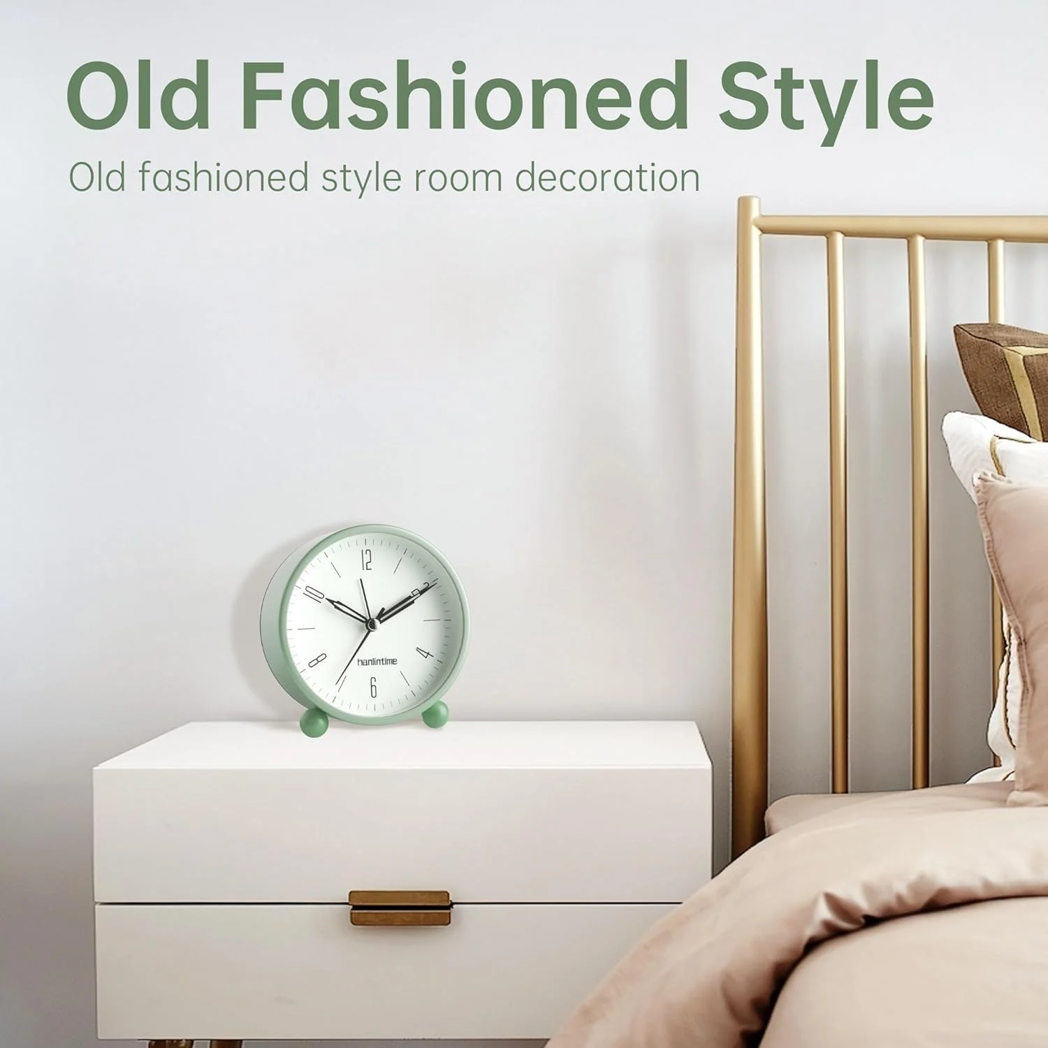 ساعت زنگ دار آنالوگ، ساعت کوچک 4 اینچی فوق العاده بی صدا بدون تیک تاک با چراغ شب، با باتری کار می کند، طراحی ساده، دکور ایده آل به سبک قدیمی، برای اتاق خواب، کنار تخت، میز، کودک، هدیه