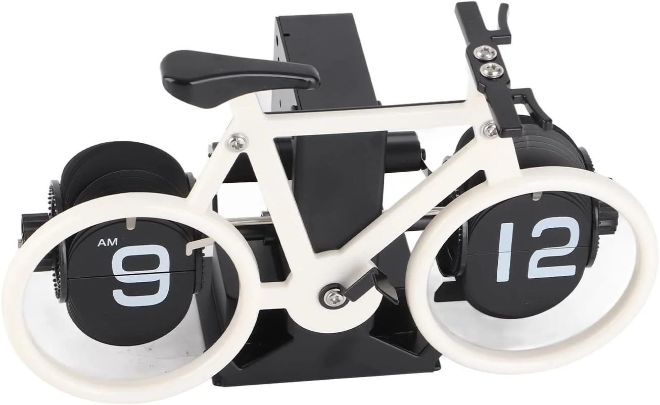 ساعت رومیزی فلیپ طرح قدیمی، ساعت فلیپ طرح دوچرخه، ساعت رومیزی تایمر یادآوری با چرخ دنده مکانیکی با باتری برای دفتر کار منزل (سفید) ساعت رومیزی فلیپ طرح قدیمی، ساعت فلیپ طرح دوچرخه، ساعت رومیزی تایمر یادآوری با چرخ دنده مکانیکی با باتری برای دفتر کار منزل (سفید)