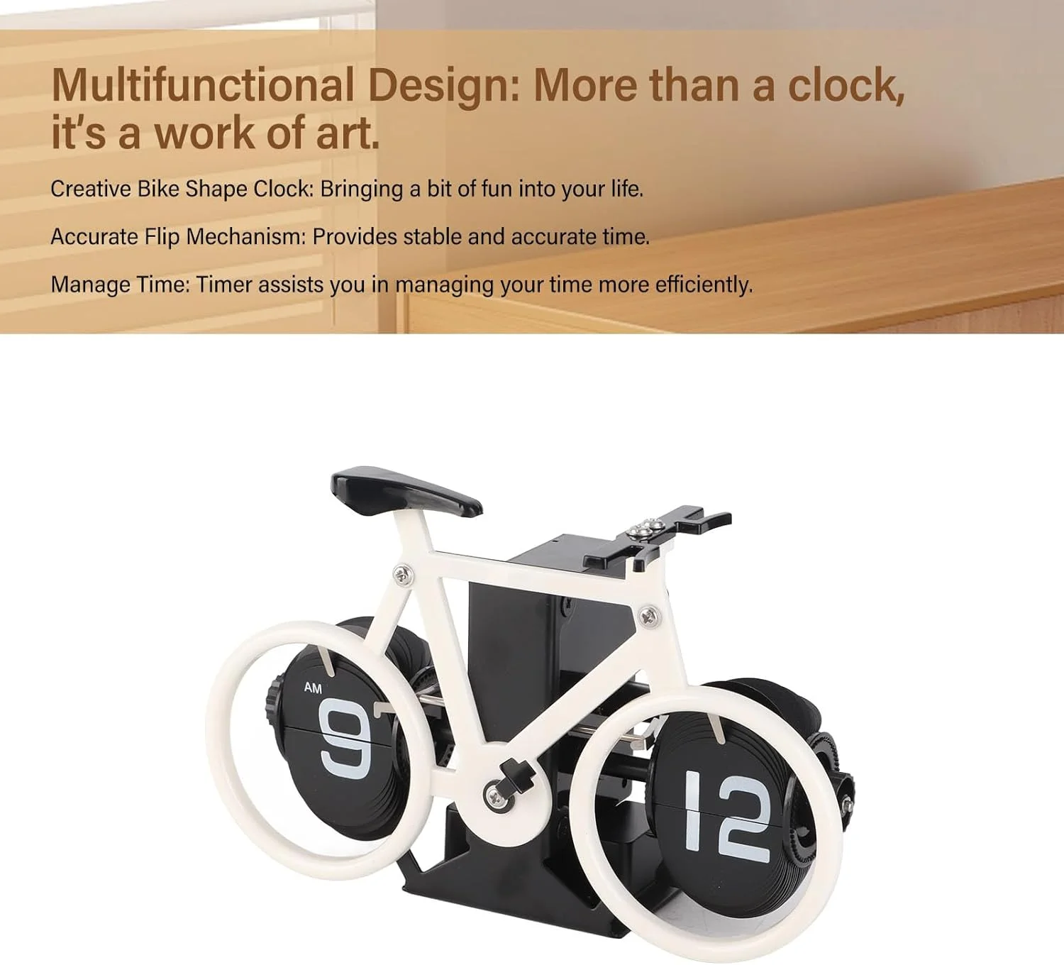 ساعت رومیزی فلیپ طرح قدیمی، ساعت فلیپ طرح دوچرخه، ساعت رومیزی تایمر یادآوری با چرخ دنده مکانیکی با باتری برای دفتر کار منزل (سفید) ساعت رومیزی فلیپ طرح قدیمی، ساعت فلیپ طرح دوچرخه، ساعت رومیزی تایمر یادآوری با چرخ دنده مکانیکی با باتری برای دفتر کار منزل (سفید)