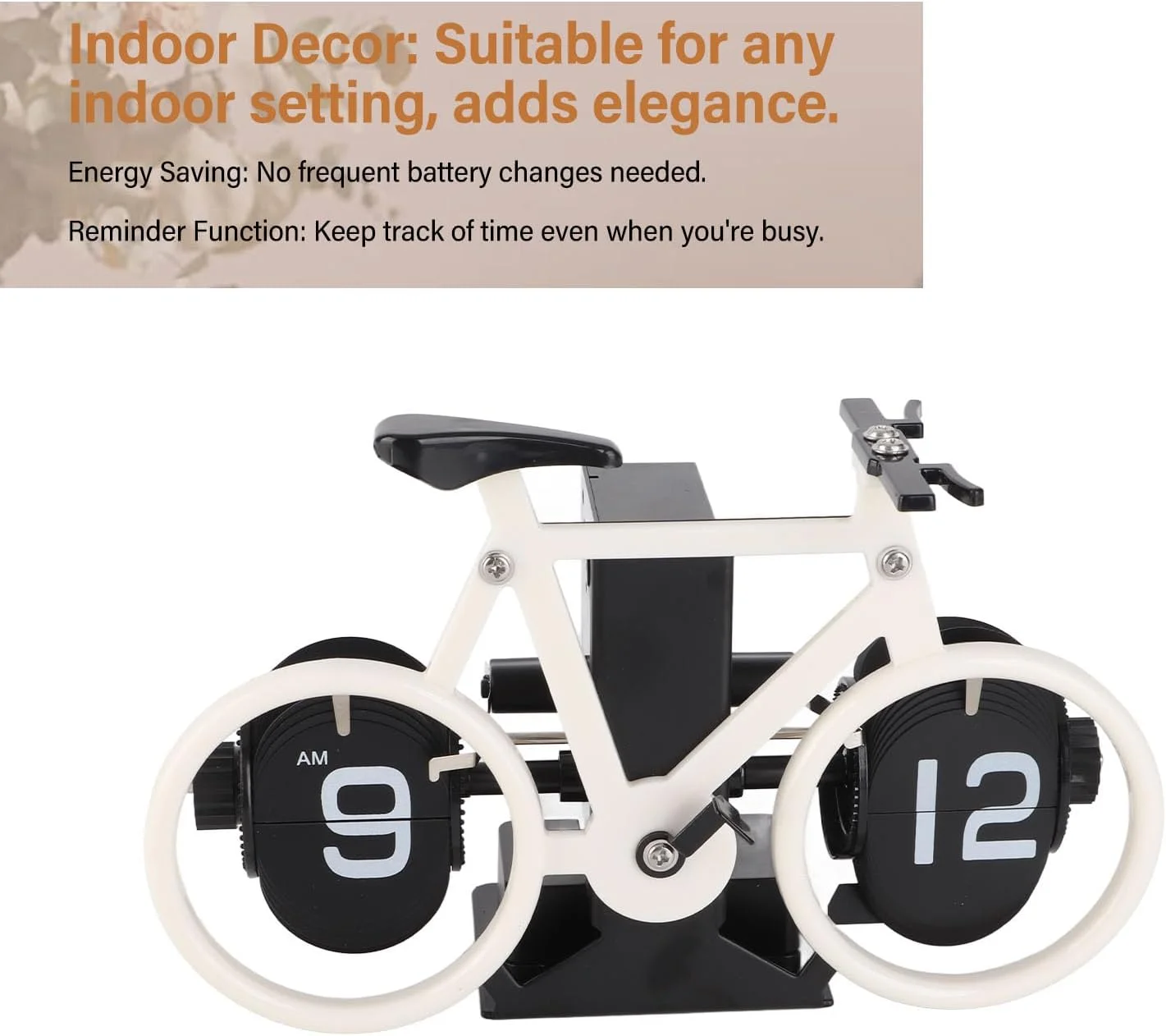 ساعت رومیزی فلیپ طرح قدیمی، ساعت فلیپ طرح دوچرخه، ساعت رومیزی تایمر یادآوری با چرخ دنده مکانیکی با باتری برای دفتر کار منزل (سفید) ساعت رومیزی فلیپ طرح قدیمی، ساعت فلیپ طرح دوچرخه، ساعت رومیزی تایمر یادآوری با چرخ دنده مکانیکی با باتری برای دفتر کار منزل (سفید)