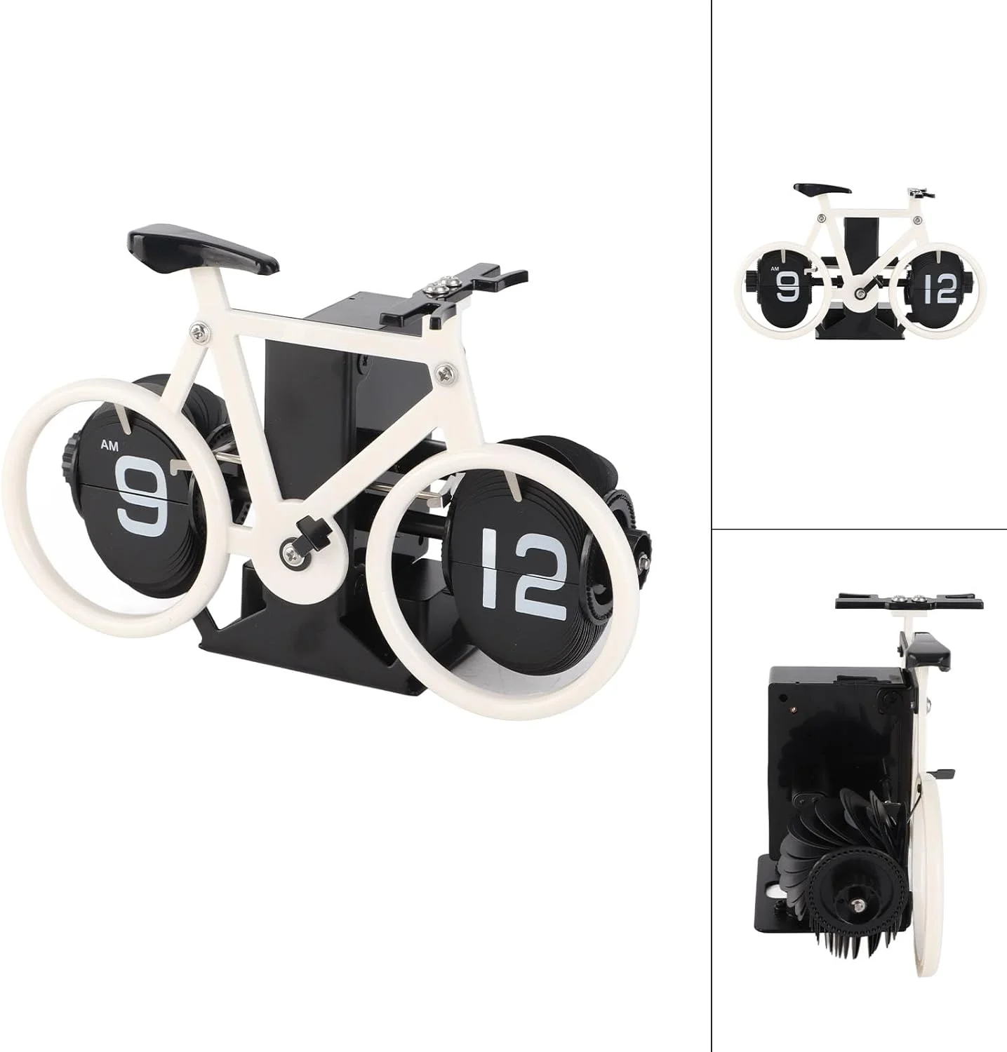 ساعت رومیزی فلیپ طرح قدیمی، ساعت فلیپ طرح دوچرخه، ساعت رومیزی تایمر یادآوری با چرخ دنده مکانیکی با باتری برای دفتر کار منزل (سفید) ساعت رومیزی فلیپ طرح قدیمی، ساعت فلیپ طرح دوچرخه، ساعت رومیزی تایمر یادآوری با چرخ دنده مکانیکی با باتری برای دفتر کار منزل (سفید)