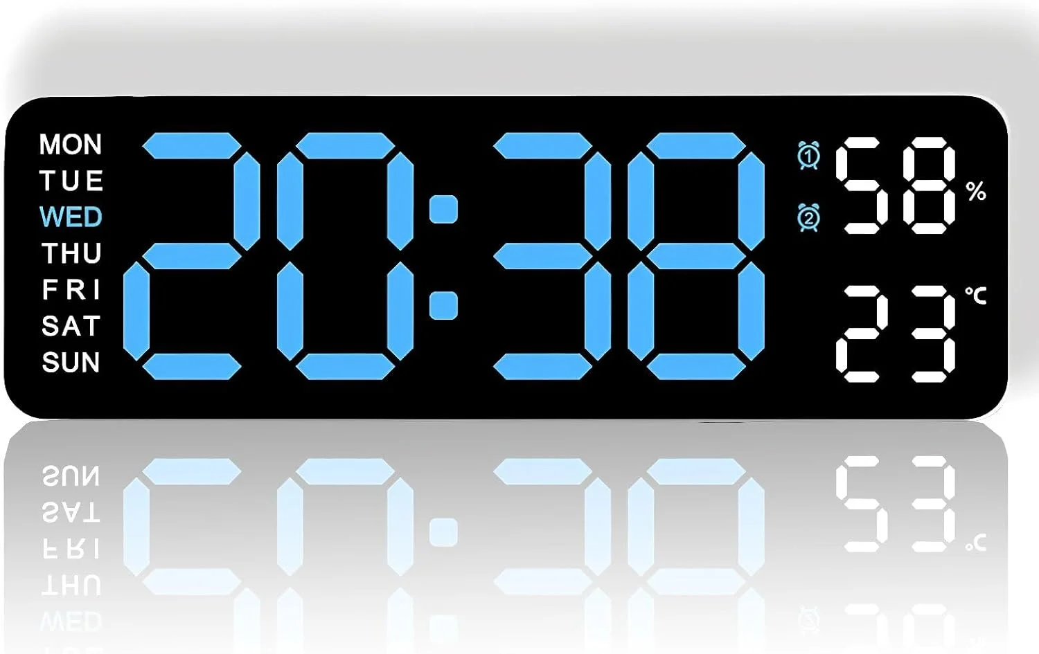 ساعت زنگ دار دیجیتال Yehpoar، ساعت زنگ دار دیواری برای اتاق خواب، ساعت هوشمند رومیزی با صفحه نمایش LED ساده، 3 سطح روشنایی، نمایش دما و رطوبت، ساعت مدرن برای اتاق نشیمن و دفتر کار (آبی) ساعت زنگ دار دیجیتال Yehpoar، ساعت زنگ دار دیواری برای اتاق خواب، ساعت هوشمند رومیزی با صفحه نمایش LED ساده، 3 سطح روشنایی، نمایش دما و رطوبت، ساعت مدرن برای اتاق نشیمن و دفتر کار (آبی)