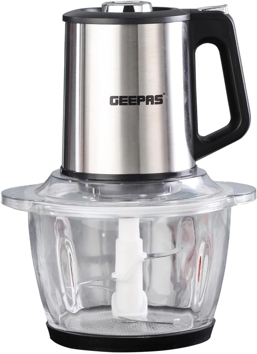 مینی غذاساز 400 واتی Geepas | کاسه شیشه ای 1.2 لیتری و 4 تیغه استیل ضد زنگ، 2 سرعت، خردکن کوچک غذا مناسب برای سالاد، سالسا، گواکاموله، پستو، خمیر کاری و موارد دیگر