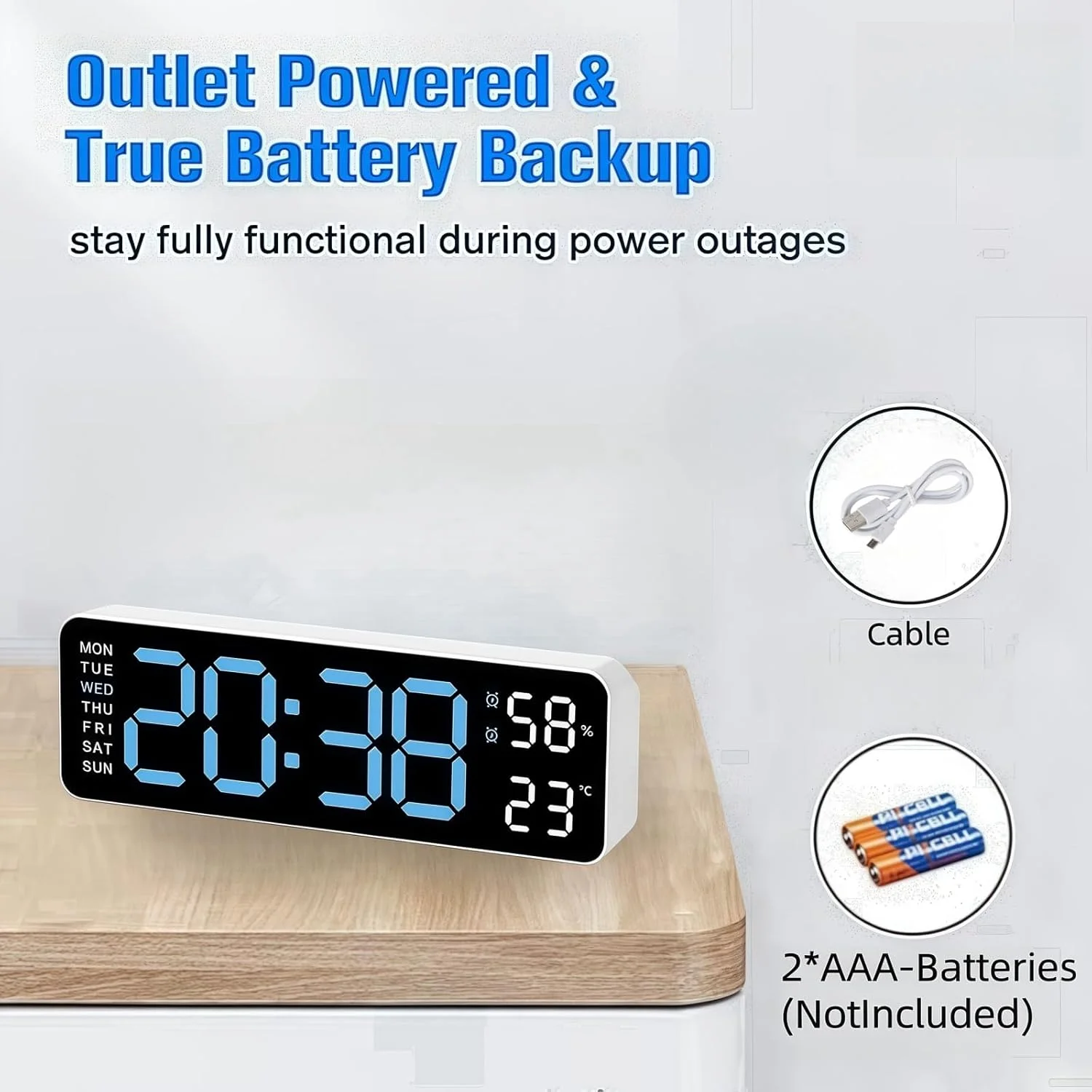 ساعت زنگ دار دیجیتال Yehpoar، ساعت زنگ دار دیواری برای اتاق خواب، ساعت هوشمند رومیزی با صفحه نمایش LED ساده، 3 سطح روشنایی، نمایش دما و رطوبت، ساعت مدرن برای اتاق نشیمن و دفتر کار (آبی) ساعت زنگ دار دیجیتال Yehpoar، ساعت زنگ دار دیواری برای اتاق خواب، ساعت هوشمند رومیزی با صفحه نمایش LED ساده، 3 سطح روشنایی، نمایش دما و رطوبت، ساعت مدرن برای اتاق نشیمن و دفتر کار (آبی)