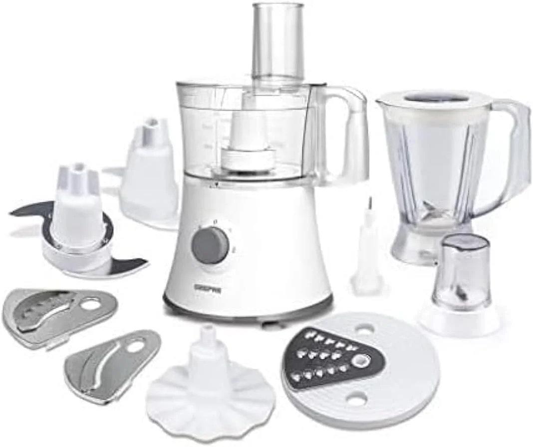 غذاساز 10 کاره 800 وات Geepas مدل GSB5487 | ظروف شفاف با تیغه های استیل ضد زنگ | اتصالات جداشدنی منحصر به فرد، بدنه استیل ضد زنگ و طراحی غنی | کنترل 2 سرعته با عملکرد پالس | مشکی