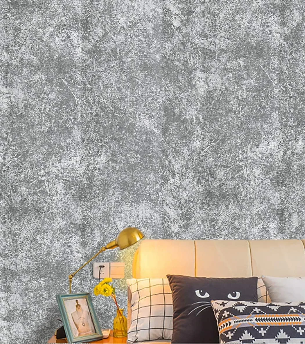 کاغذ دیواری خود چسب وینیل طرح بتن خاکستری، ضد آب مناسب برای کانتر آشپزخانه، 45 سانتی متر در 300 سانتی متر