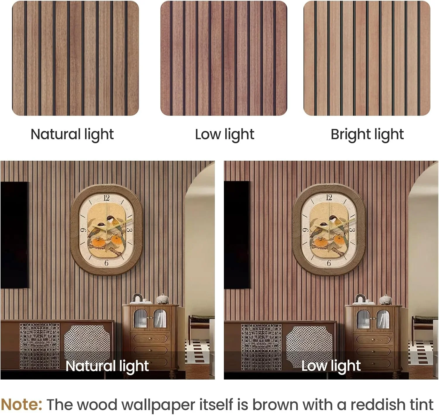 برچسب چوبی طرح الواری آبیسالی، کاغذ دیواری خود چسب راه راه قهوه ای، روکش دیوار طرح چوب مصنوعی قابل جابجایی برای کابینت و کشو 45 در 300 سانتی متر